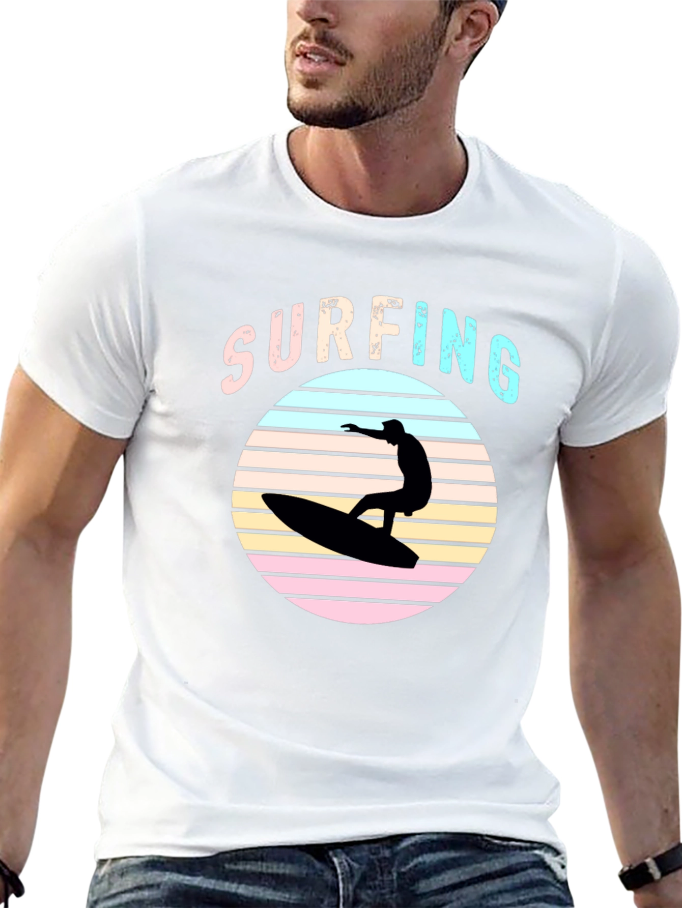 Retro Surfing T-Shirt - Black
