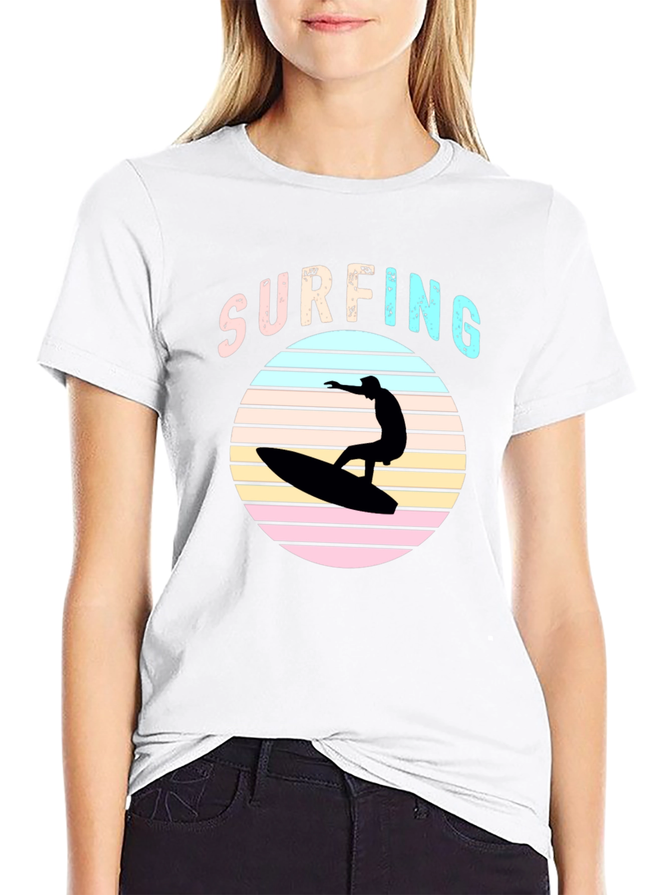 Retro Surfing T-Shirt - Black