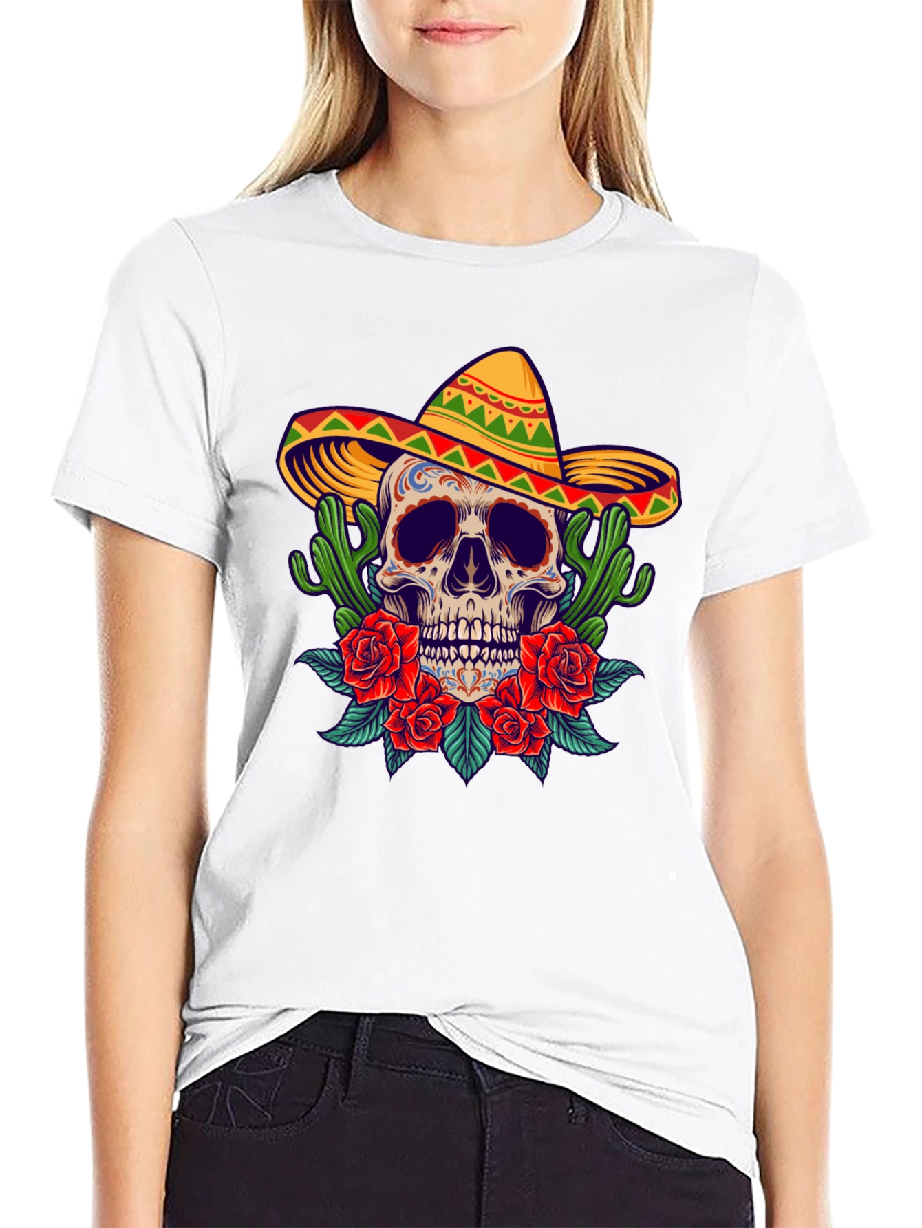 Day of the Dead Skull Graphic T-Shirt