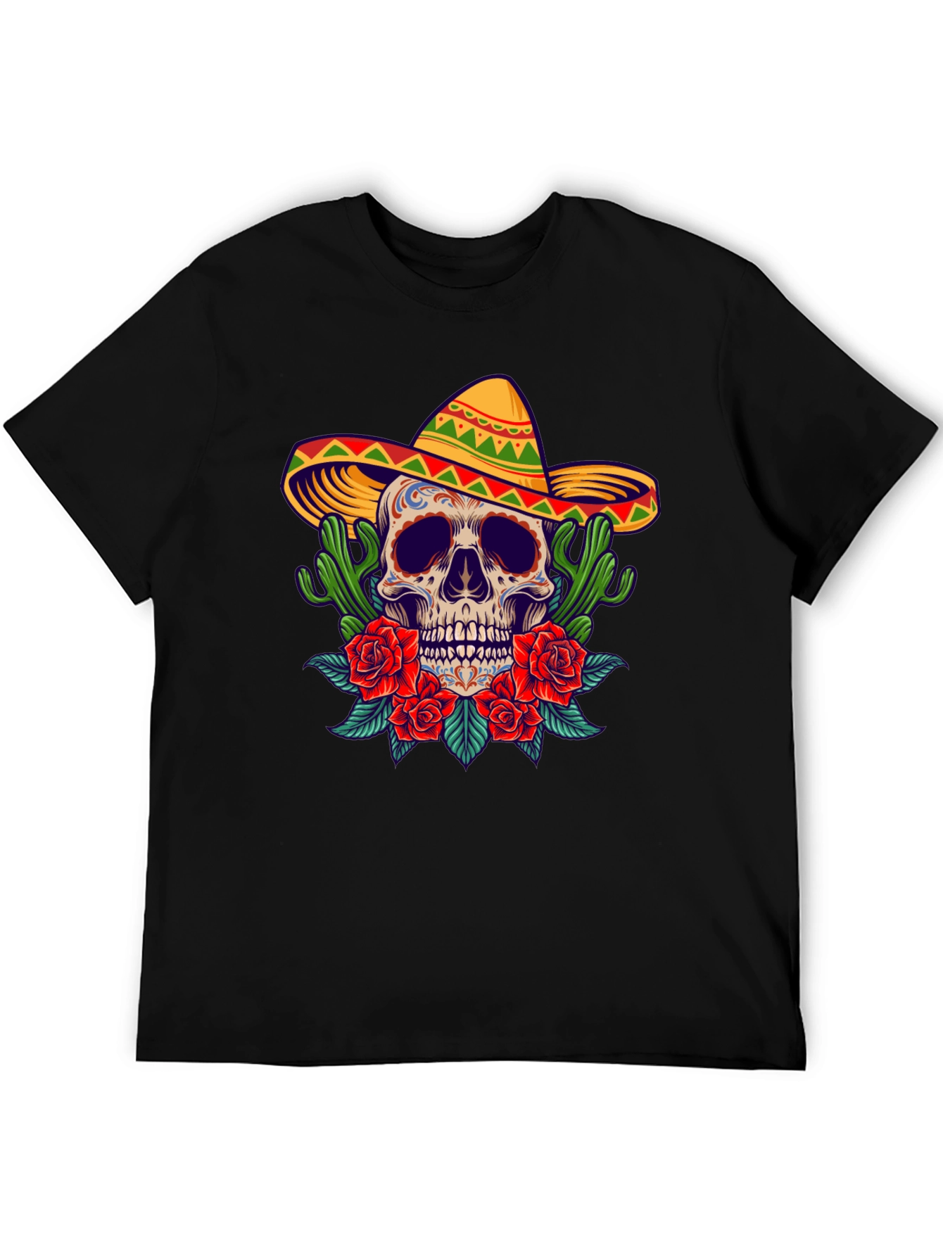 Day of the Dead Skull Graphic T-Shirt