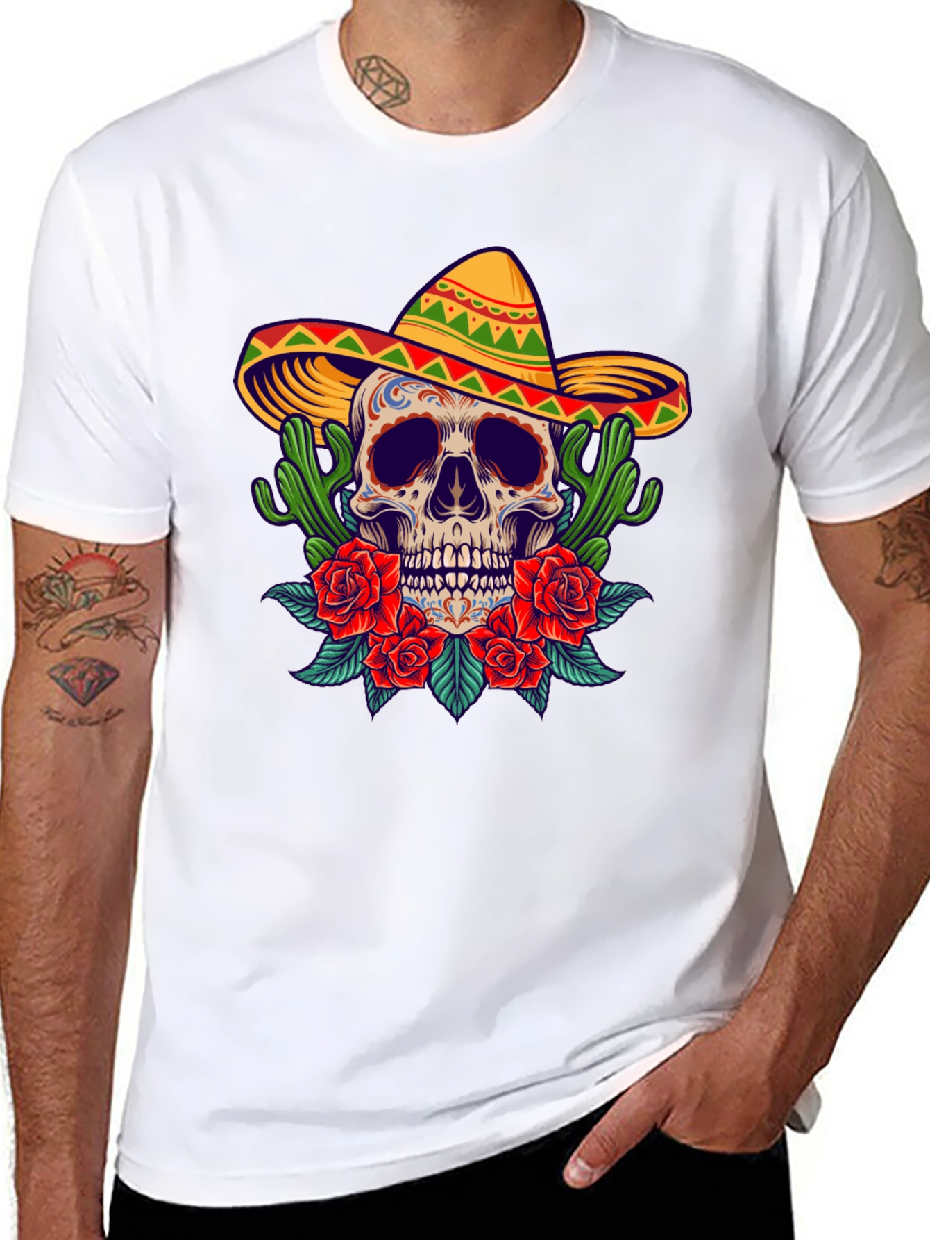 Day of the Dead Skull Graphic T-Shirt