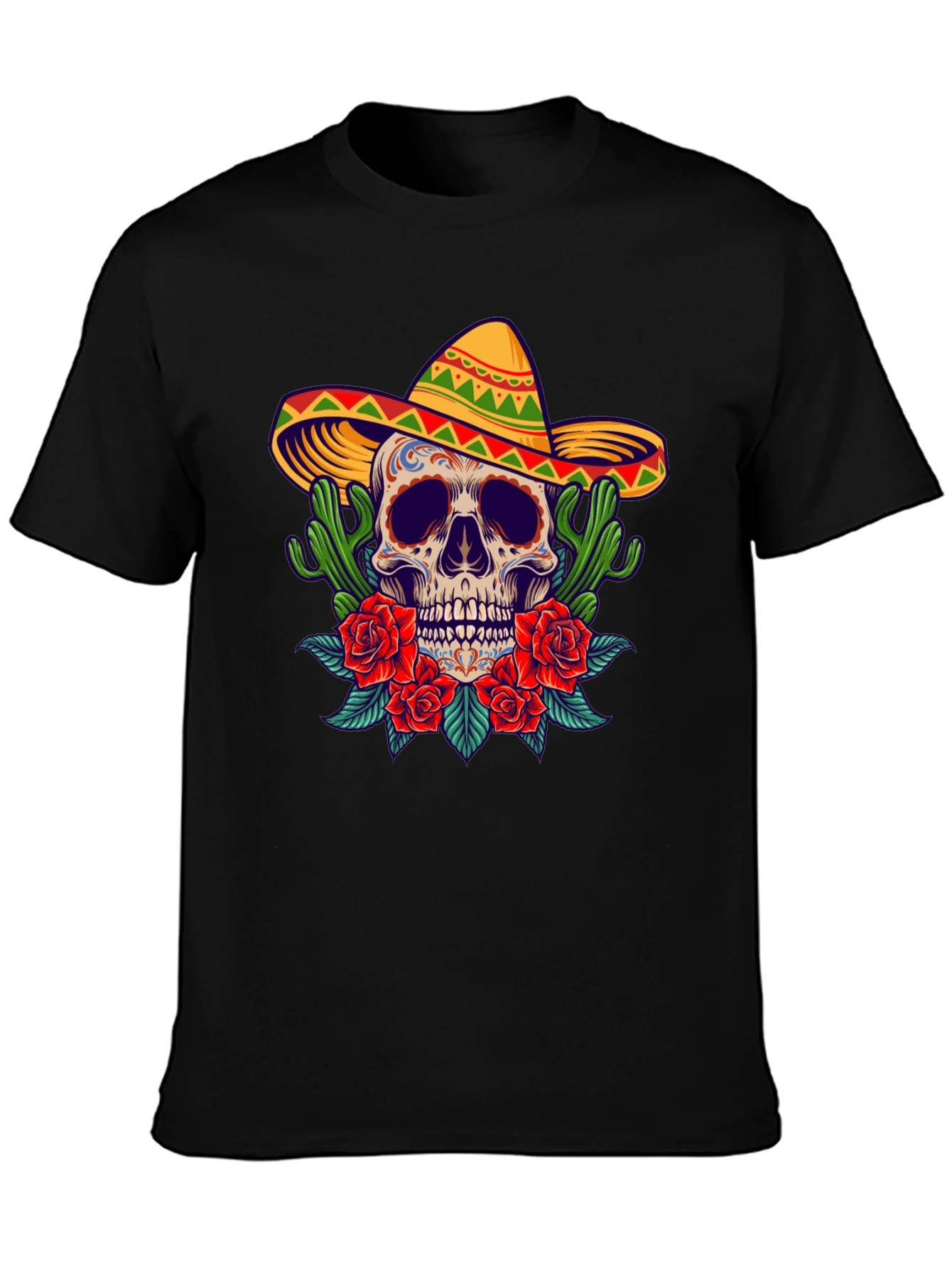 Day of the Dead Skull Graphic T-Shirt