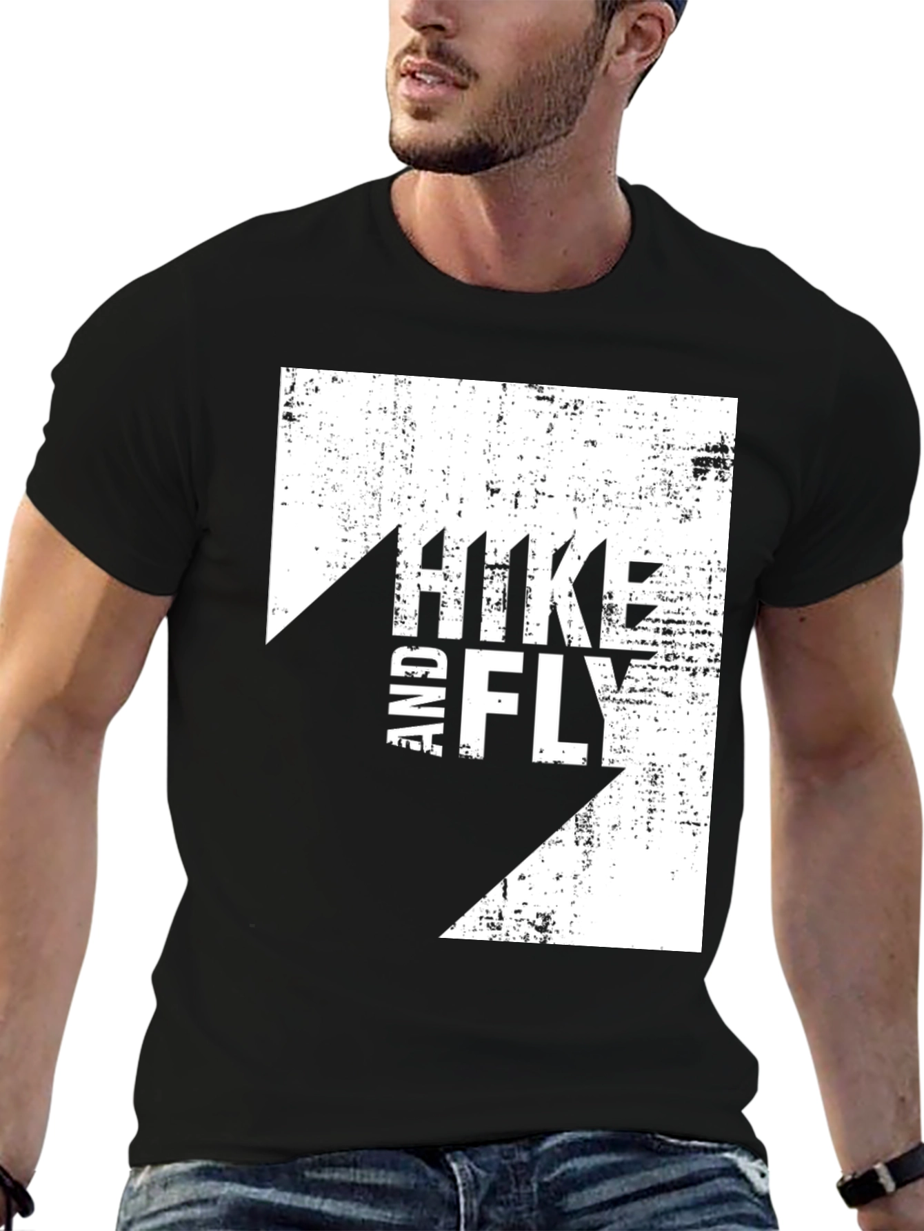 Hike and Fly Graphic Tee - Black Cotton T-Shirt