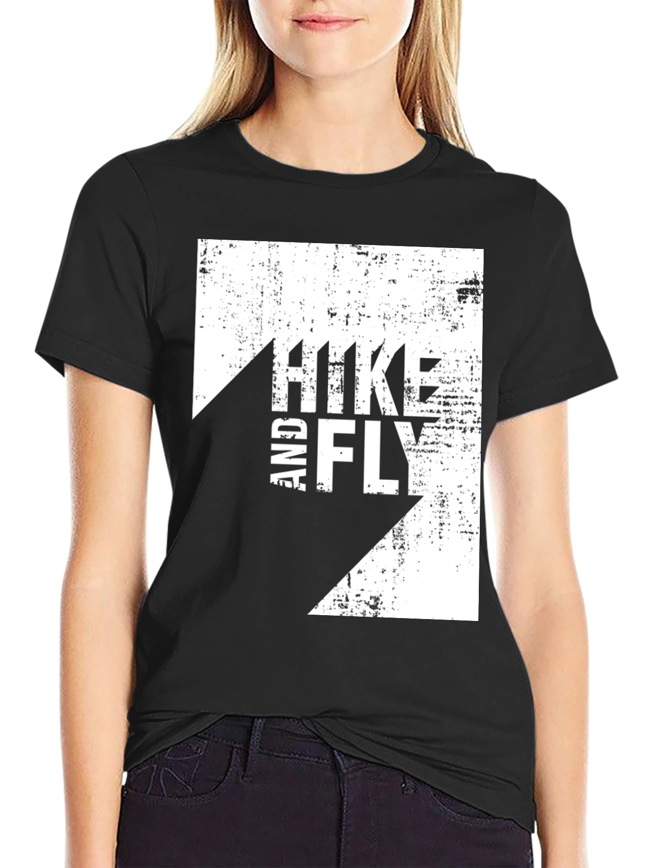 Hike and Fly Graphic Tee - Black Cotton T-Shirt