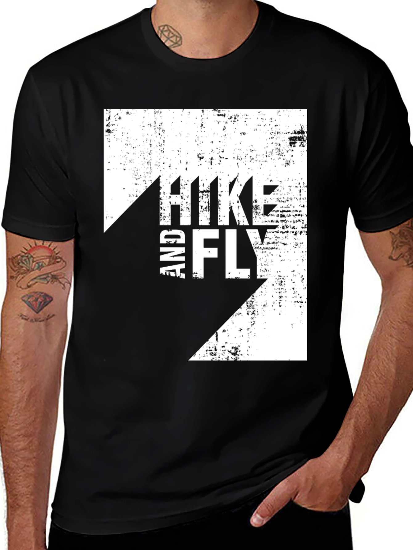 Hike and Fly Graphic Tee - Black Cotton T-Shirt