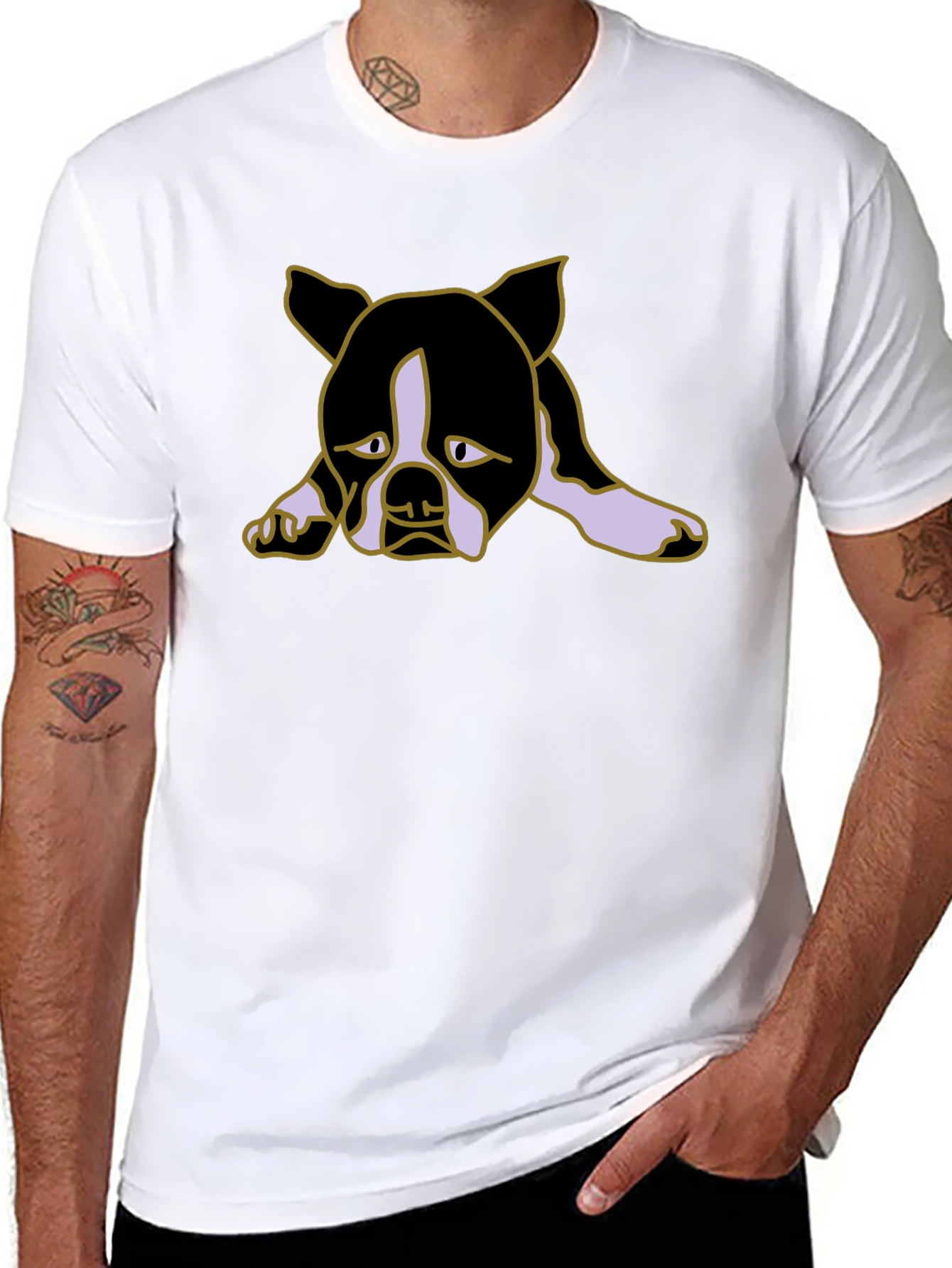 Sad Puppy Dog Graphic Black Tee Shirt