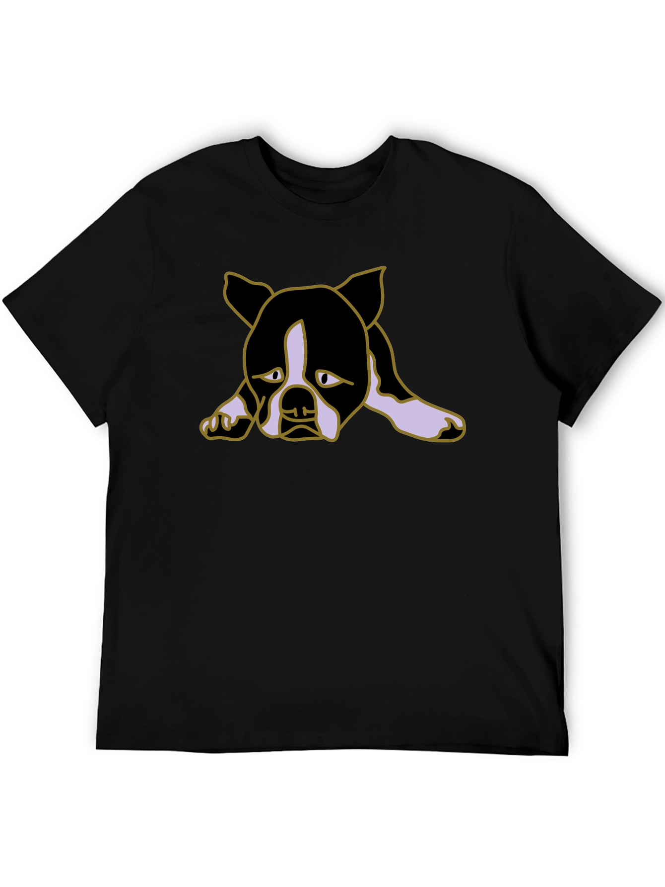 Sad Puppy Dog Graphic Black Tee Shirt