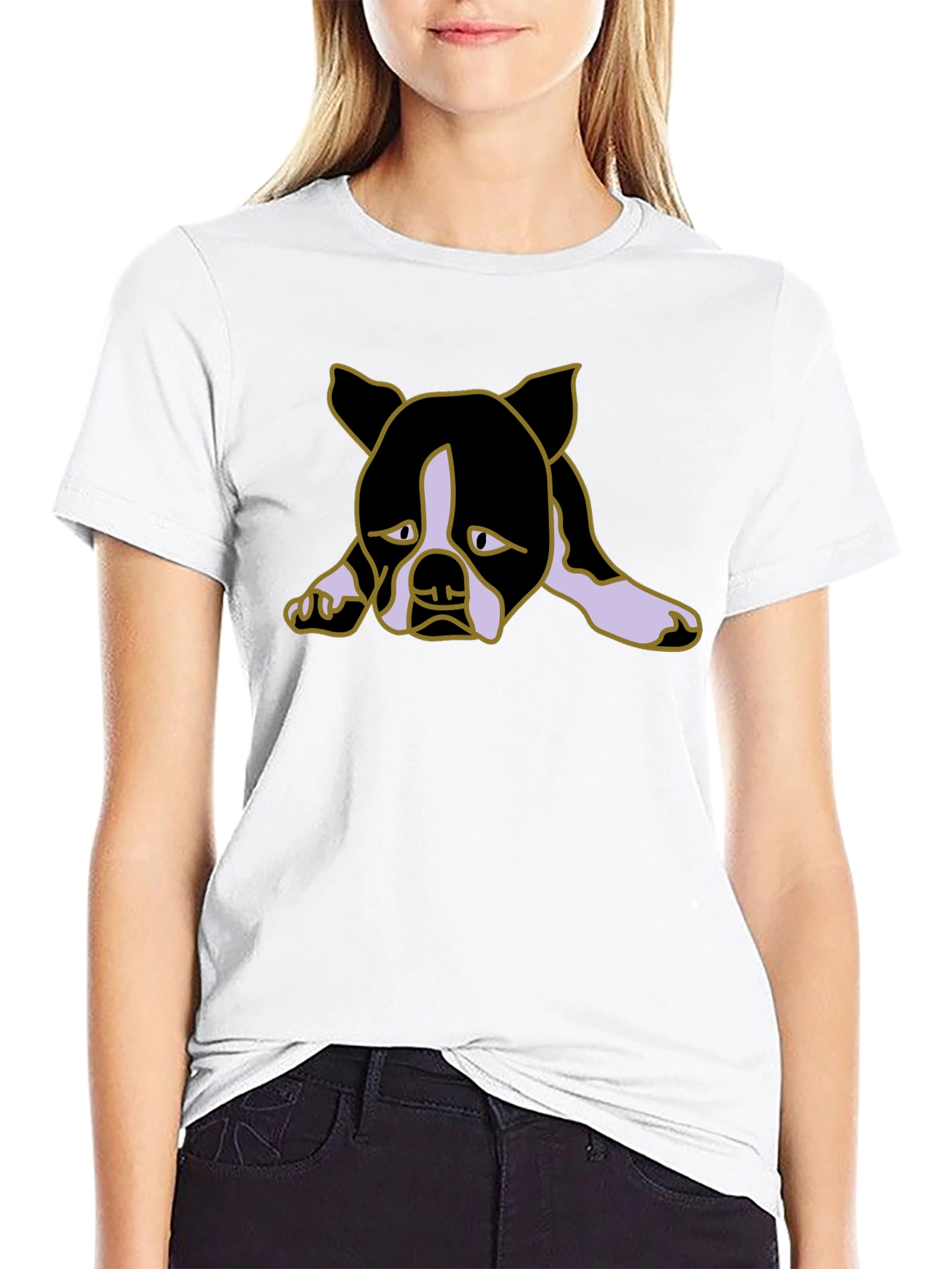 Sad Puppy Dog Graphic Black Tee Shirt