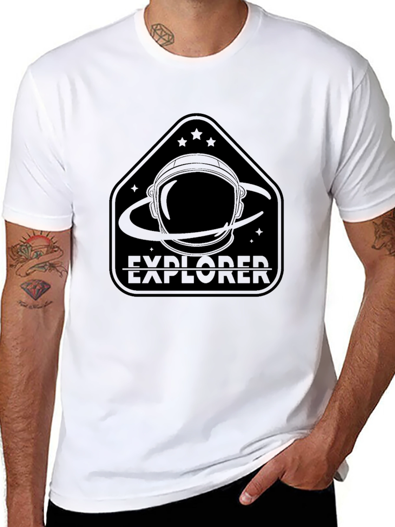 Explorer Astronaut Graphic Black T-Shirt