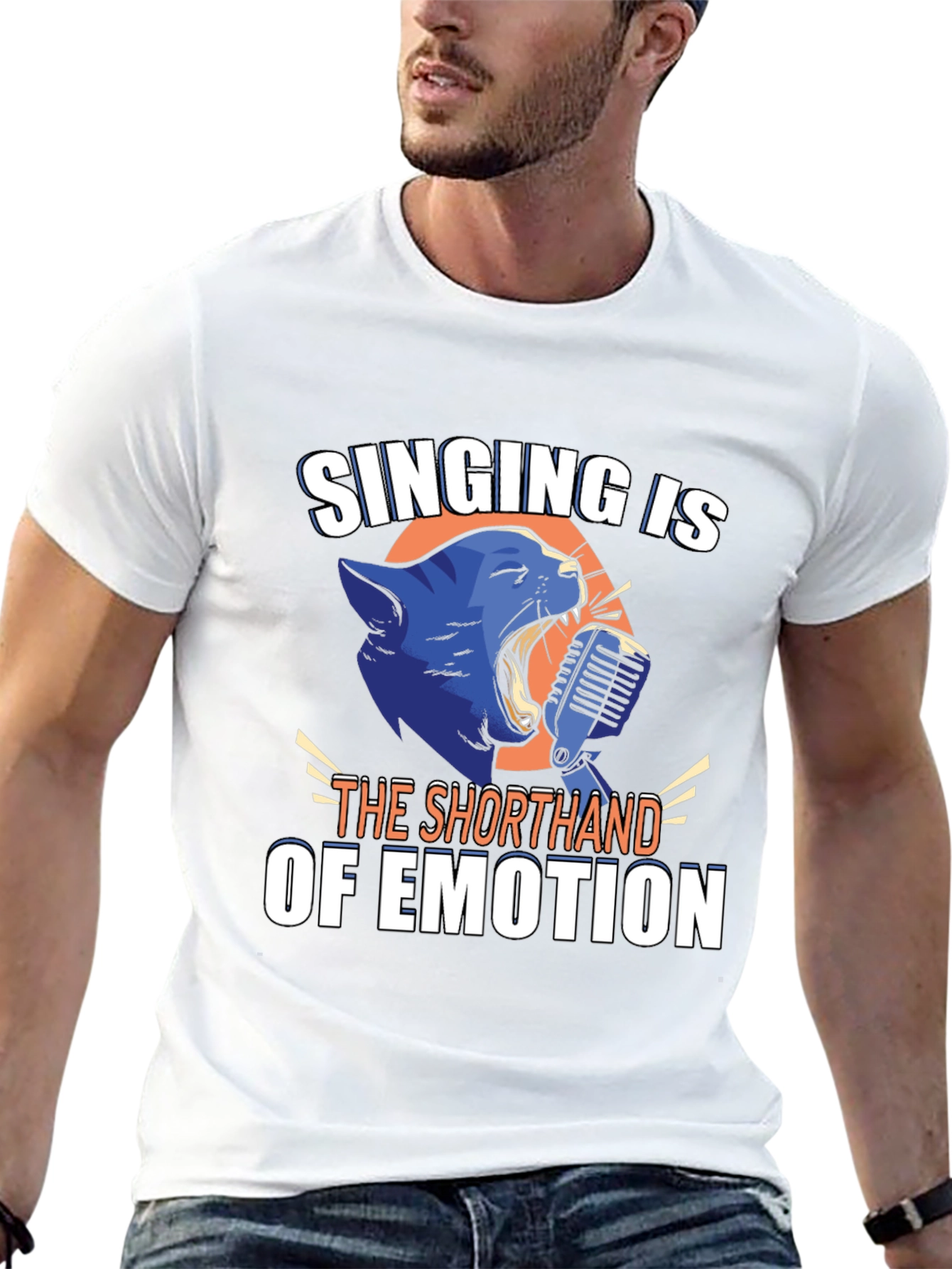 Singing Cat Graphic Tee - Emotion Shorthand Design