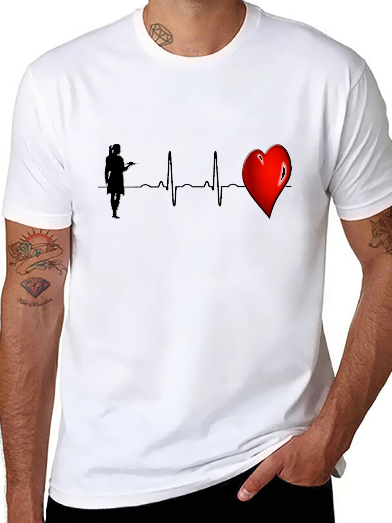 Nurse Heartbeat Graphic Tee - Black