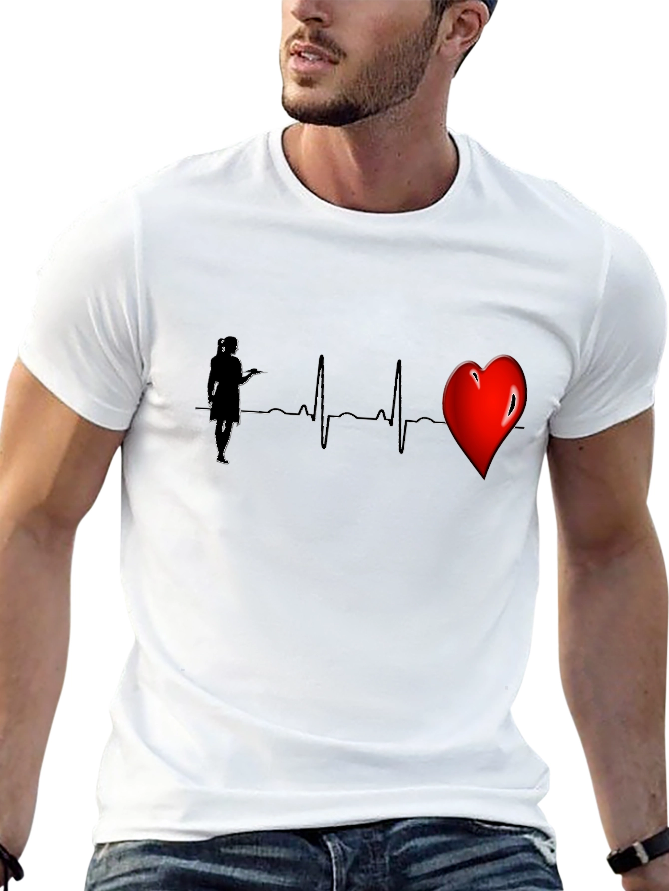 Nurse Heartbeat Graphic Tee - Black