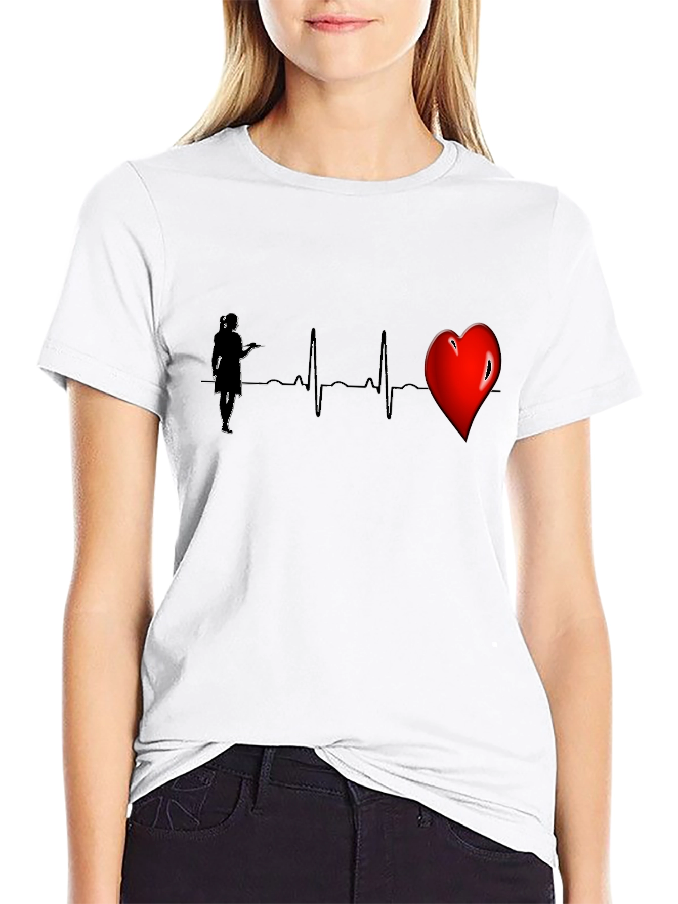 Nurse Heartbeat Graphic Tee - Black