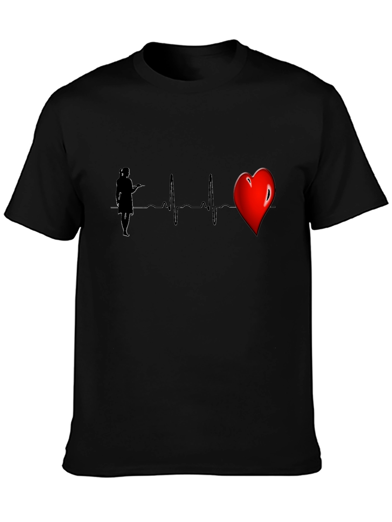 Nurse Heartbeat Graphic Tee - Black