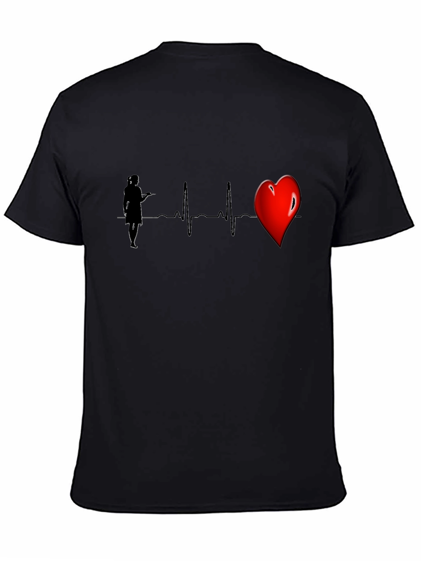 Nurse Heartbeat Graphic Tee - Black