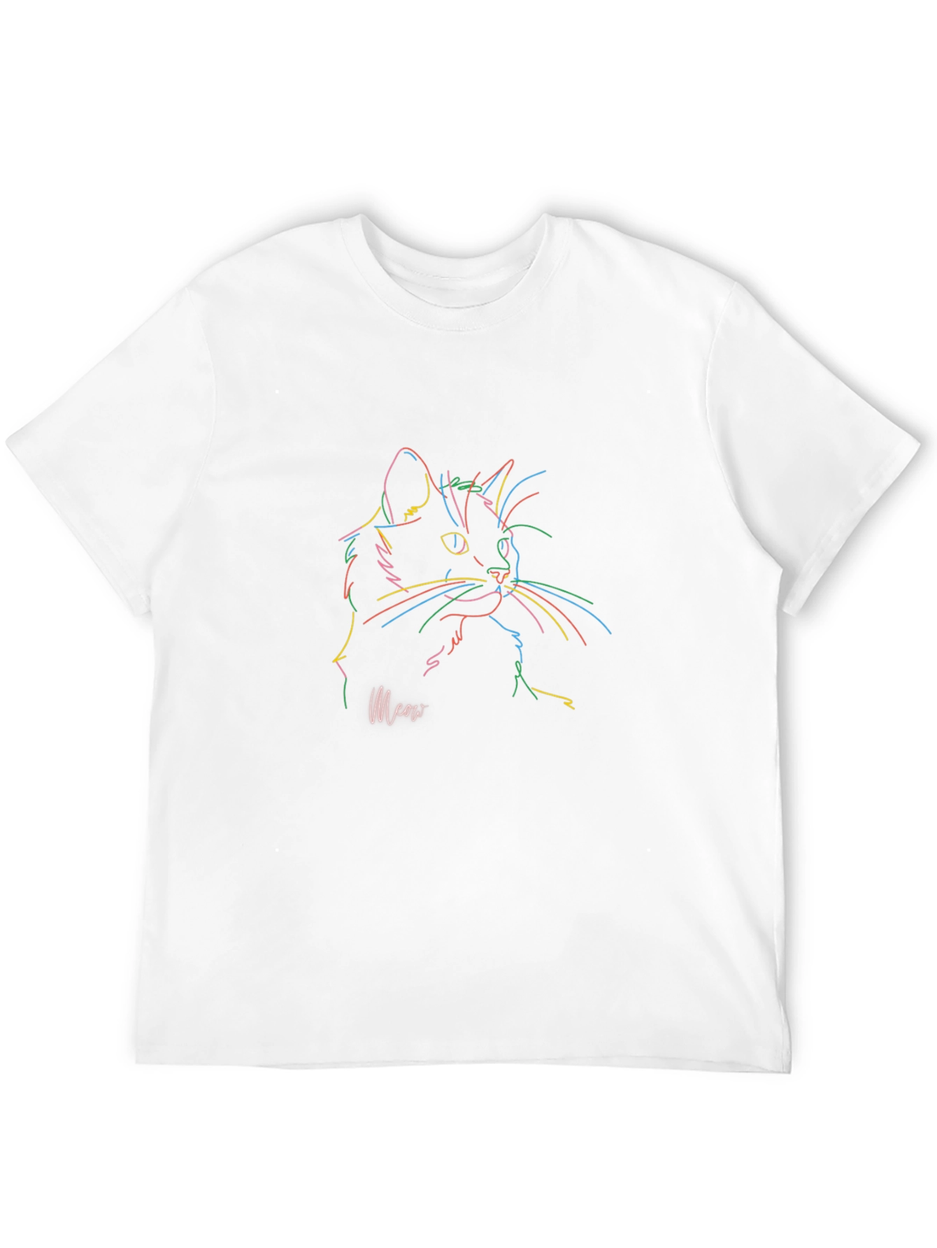 Cool Cat Line Art T-Shirt - Soft Cotton Blend