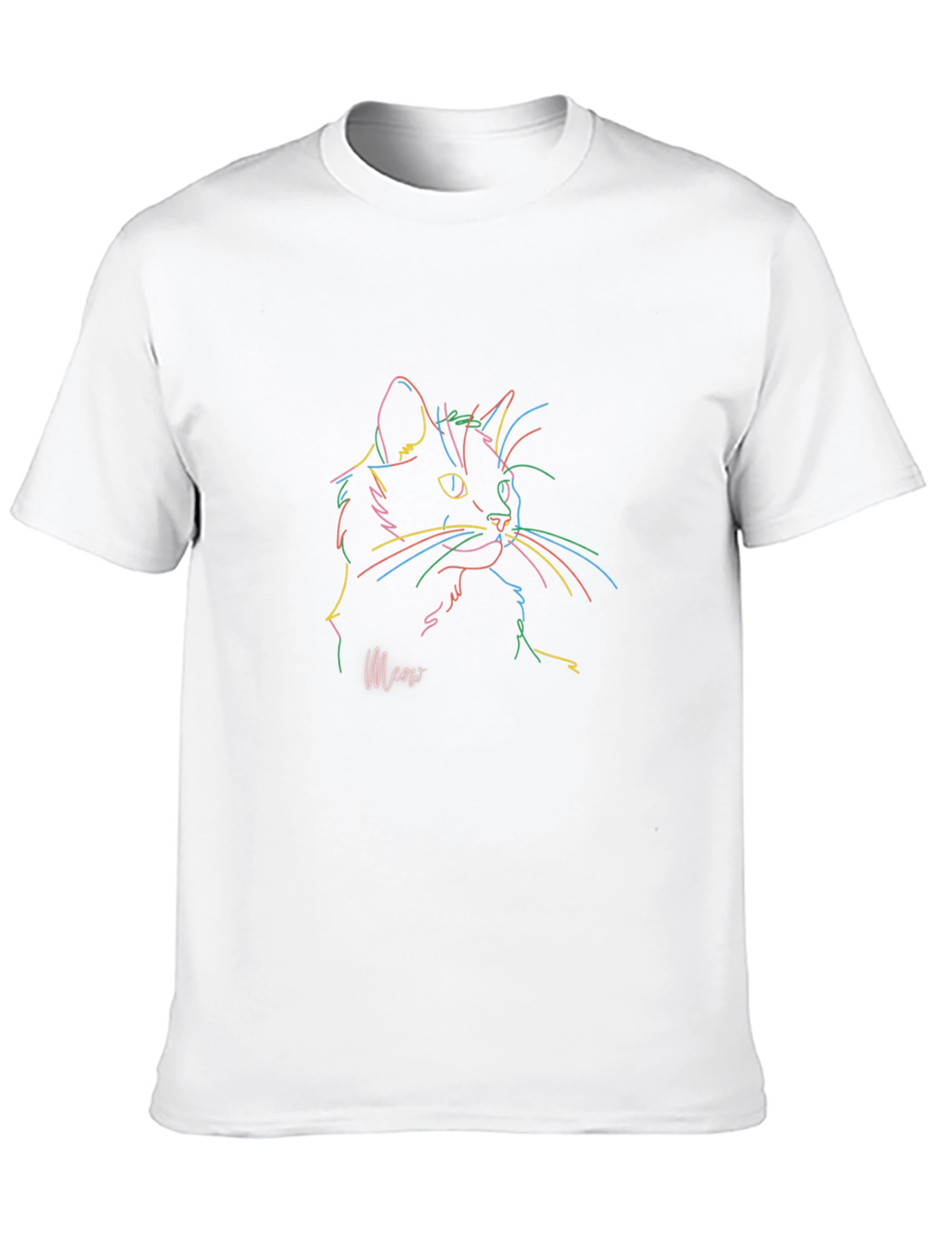 Cool Cat Line Art T-Shirt - Soft Cotton Blend