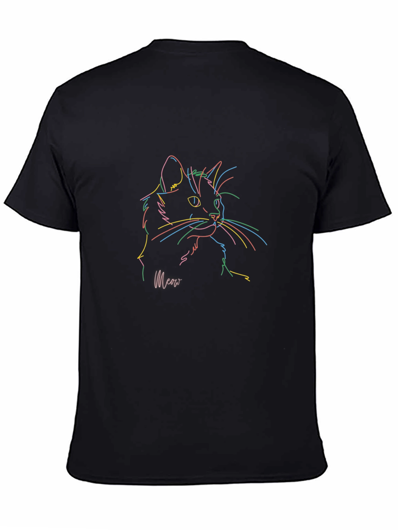 Cool Cat Line Art T-Shirt - Soft Cotton Blend