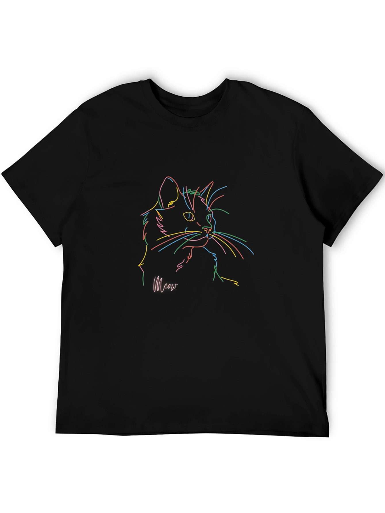 Cool Cat Line Art T-Shirt - Soft Cotton Blend