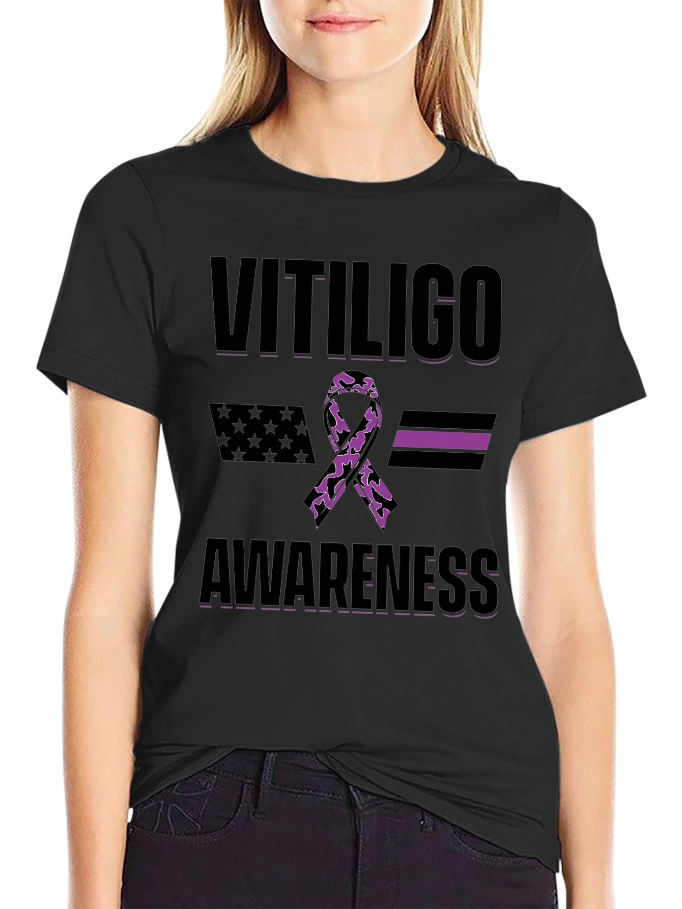 Vitiligo Awareness Ribbon T-Shirt