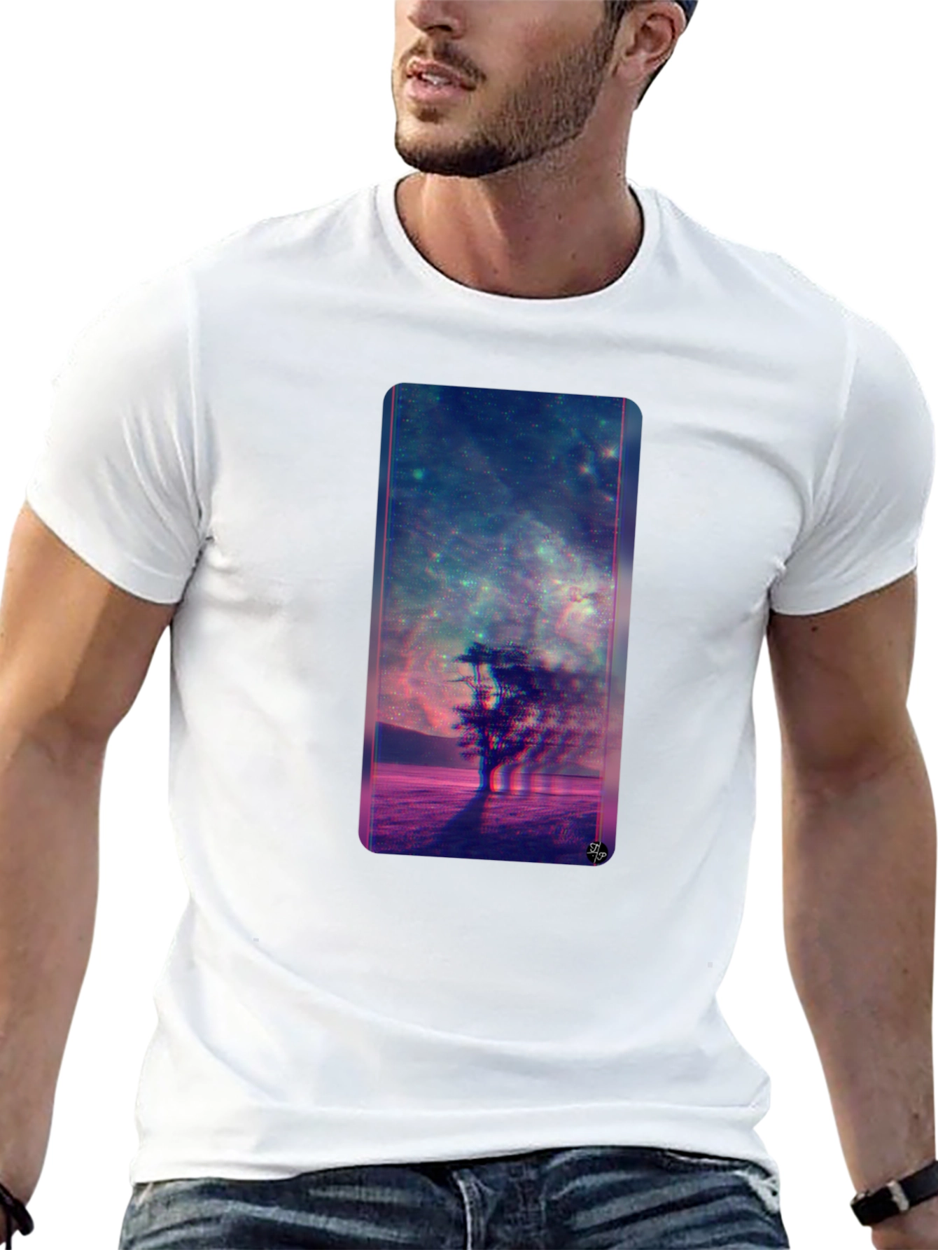 Nebula Tree Graphic Tee - Modern Black T-Shirt