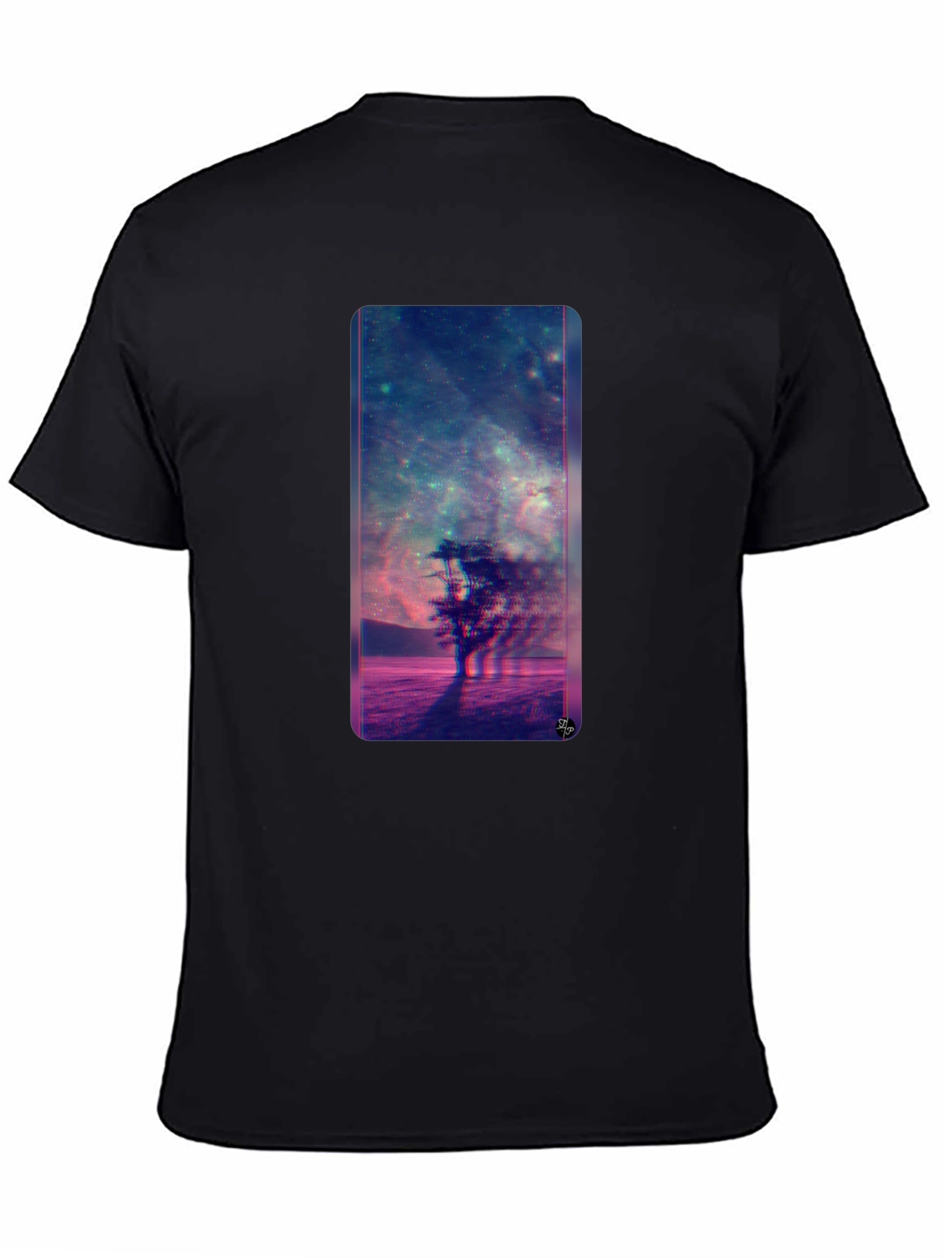 Nebula Tree Graphic Tee - Modern Black T-Shirt