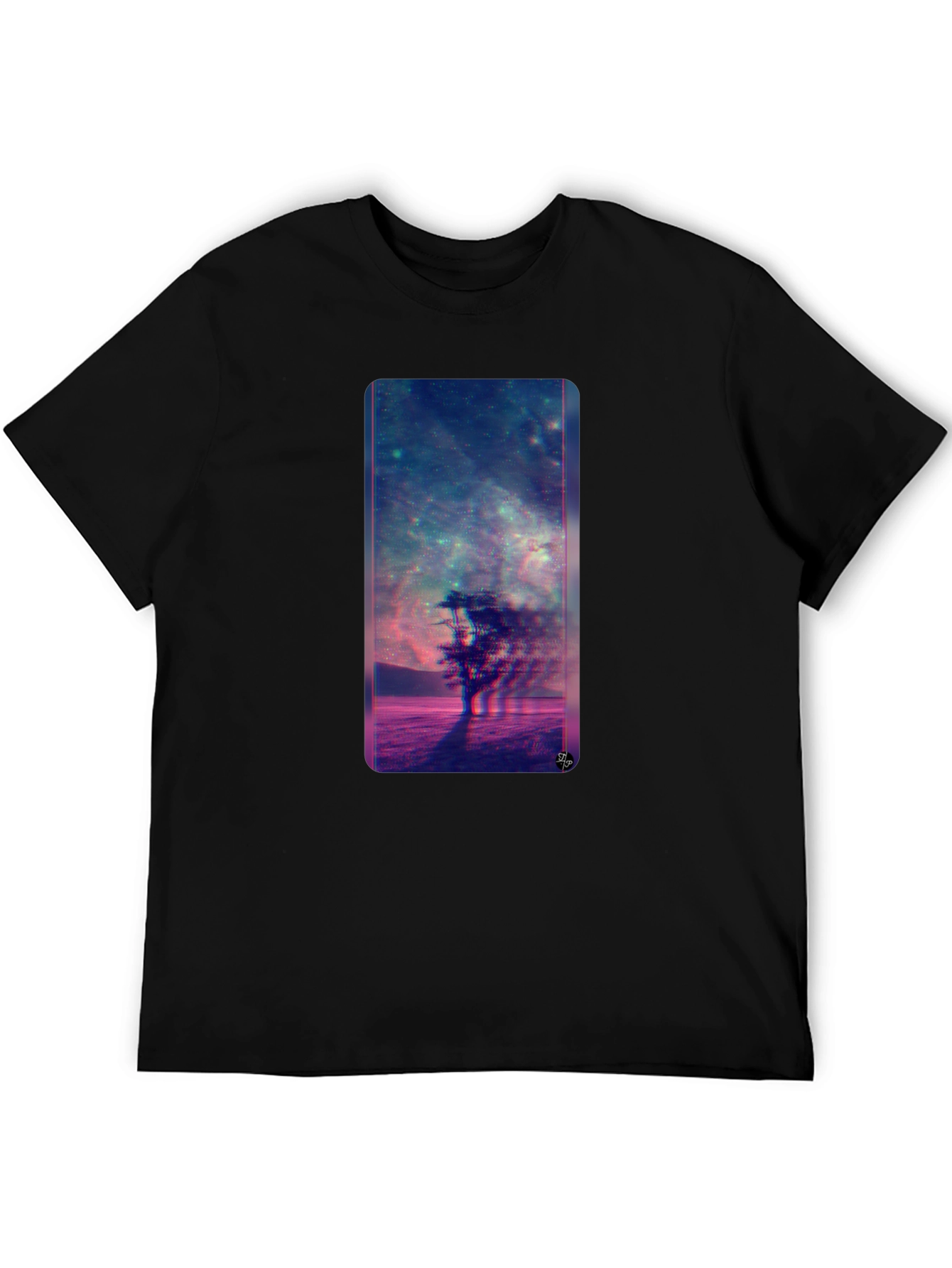 Nebula Tree Graphic Tee - Modern Black T-Shirt