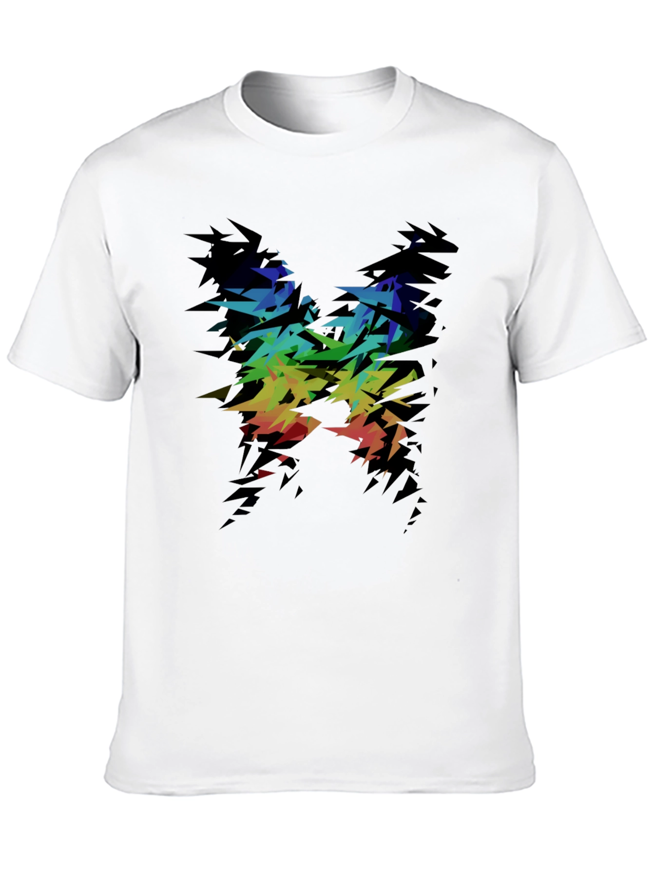 Abstract Rainbow Graphic Tee - Black