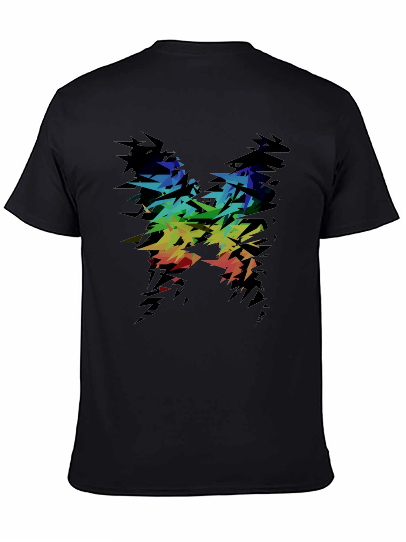 Abstract Rainbow Graphic Tee - Black