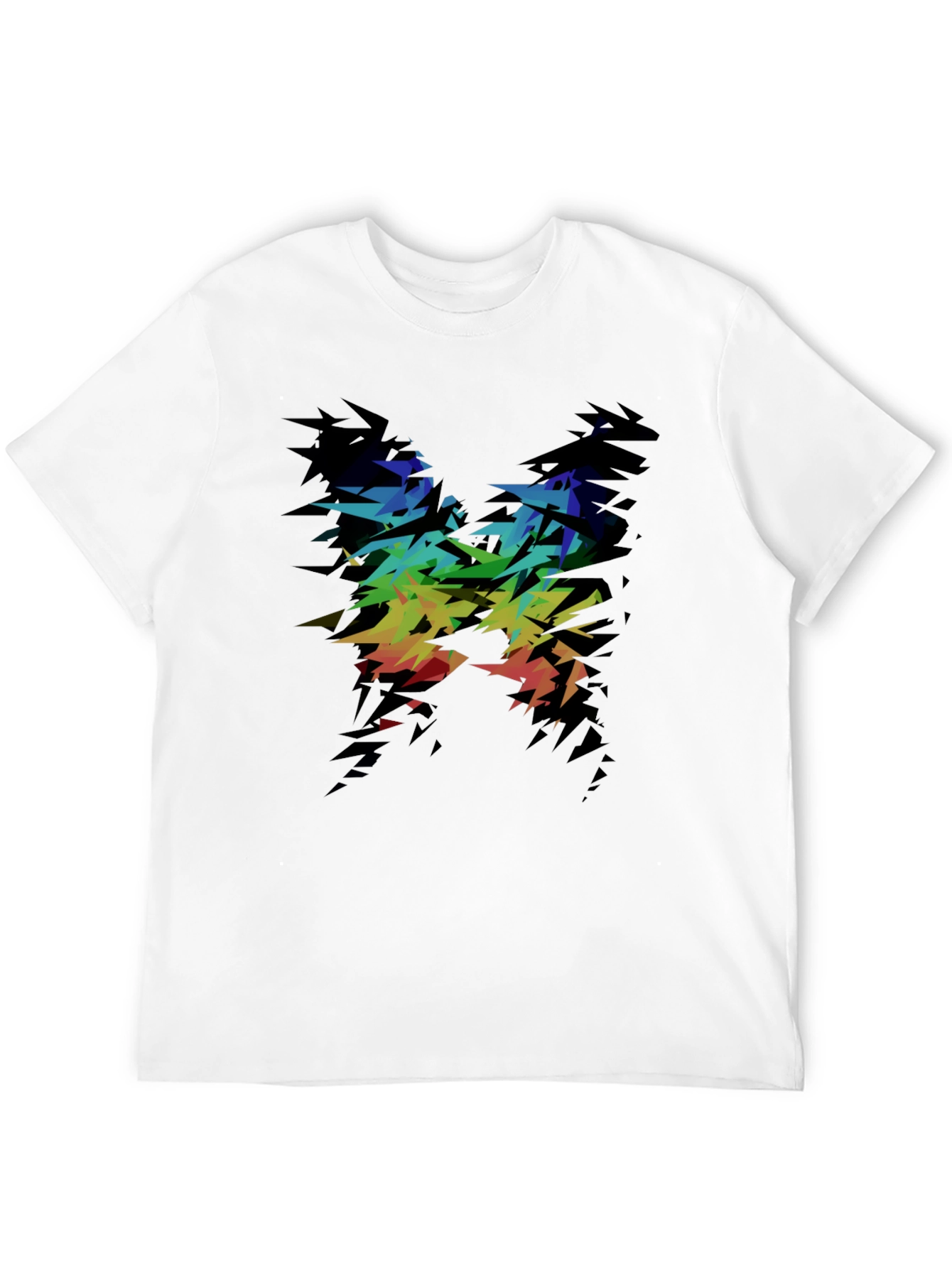 Abstract Rainbow Graphic Tee - Black