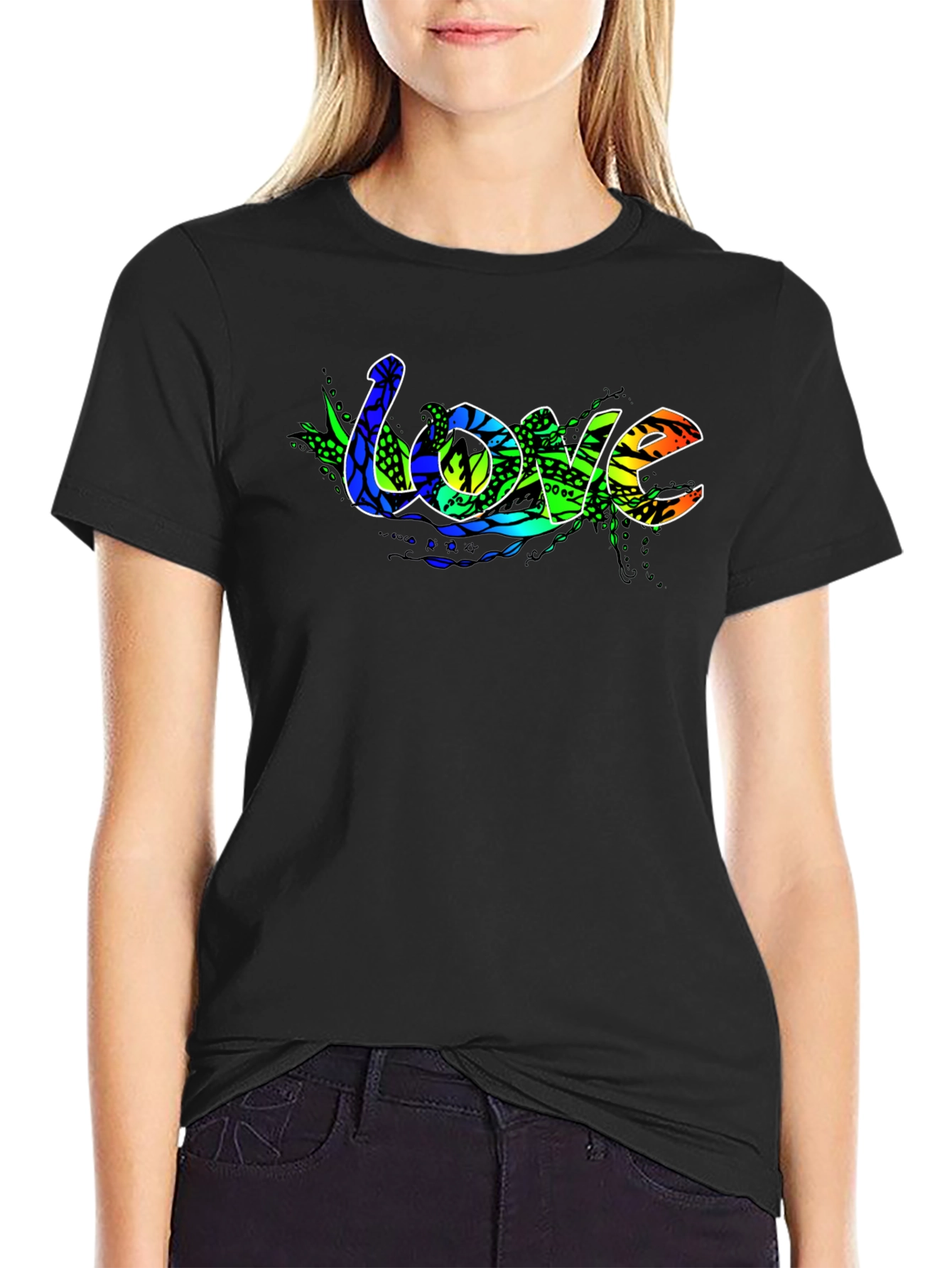 Love Graphic Print T-Shirt - Black