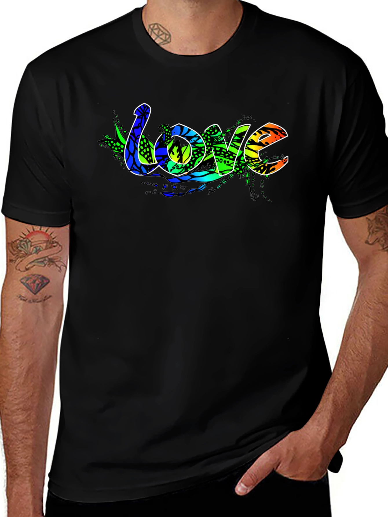 Love Graphic Print T-Shirt - Black