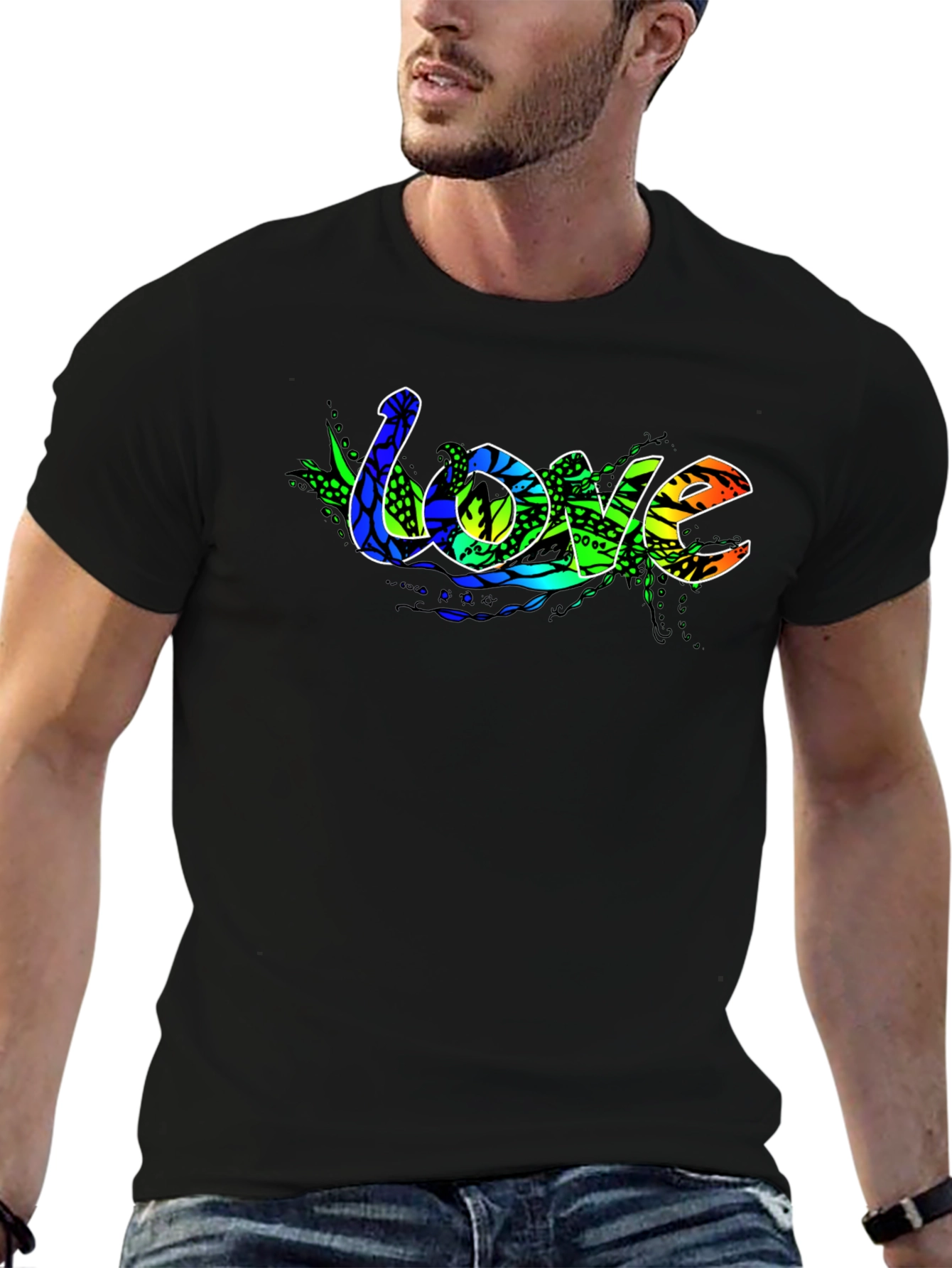 Love Graphic Print T-Shirt - Black