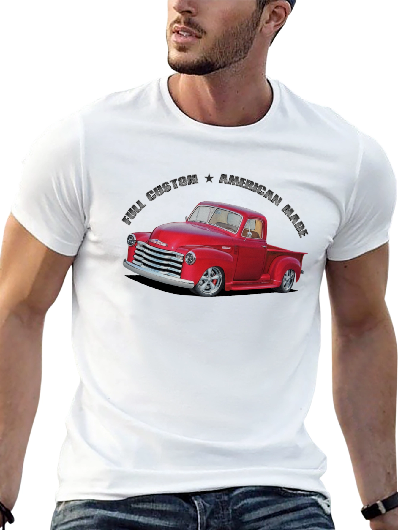 Custom American Made Red Truck Graphic T-Shirt