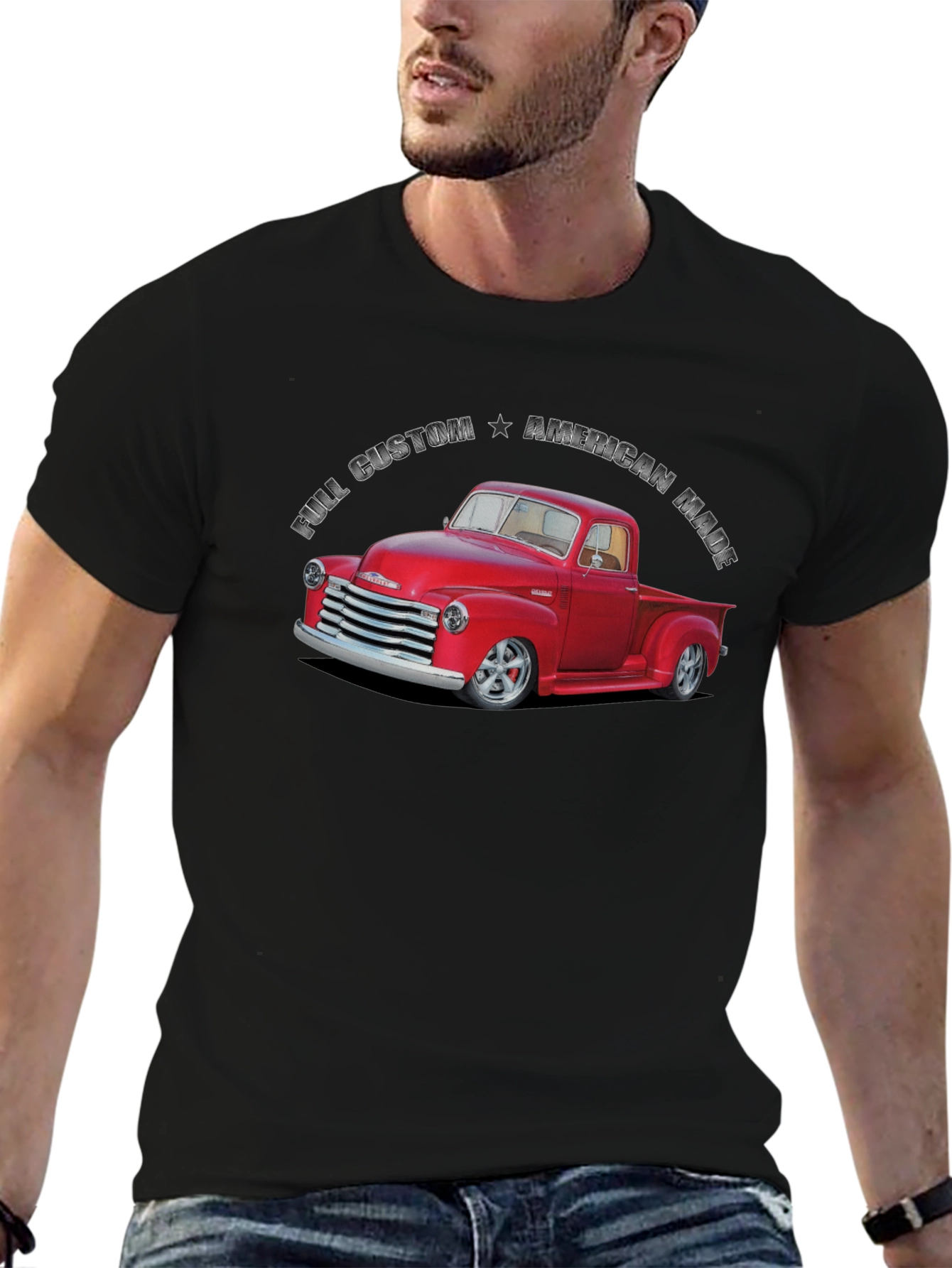 Custom American Made Red Truck Graphic T-Shirt