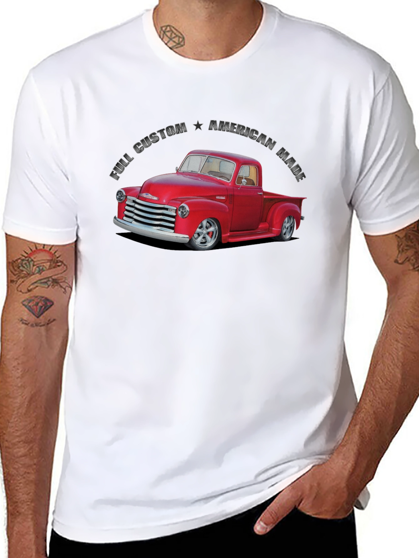 Custom American Made Red Truck Graphic T-Shirt
