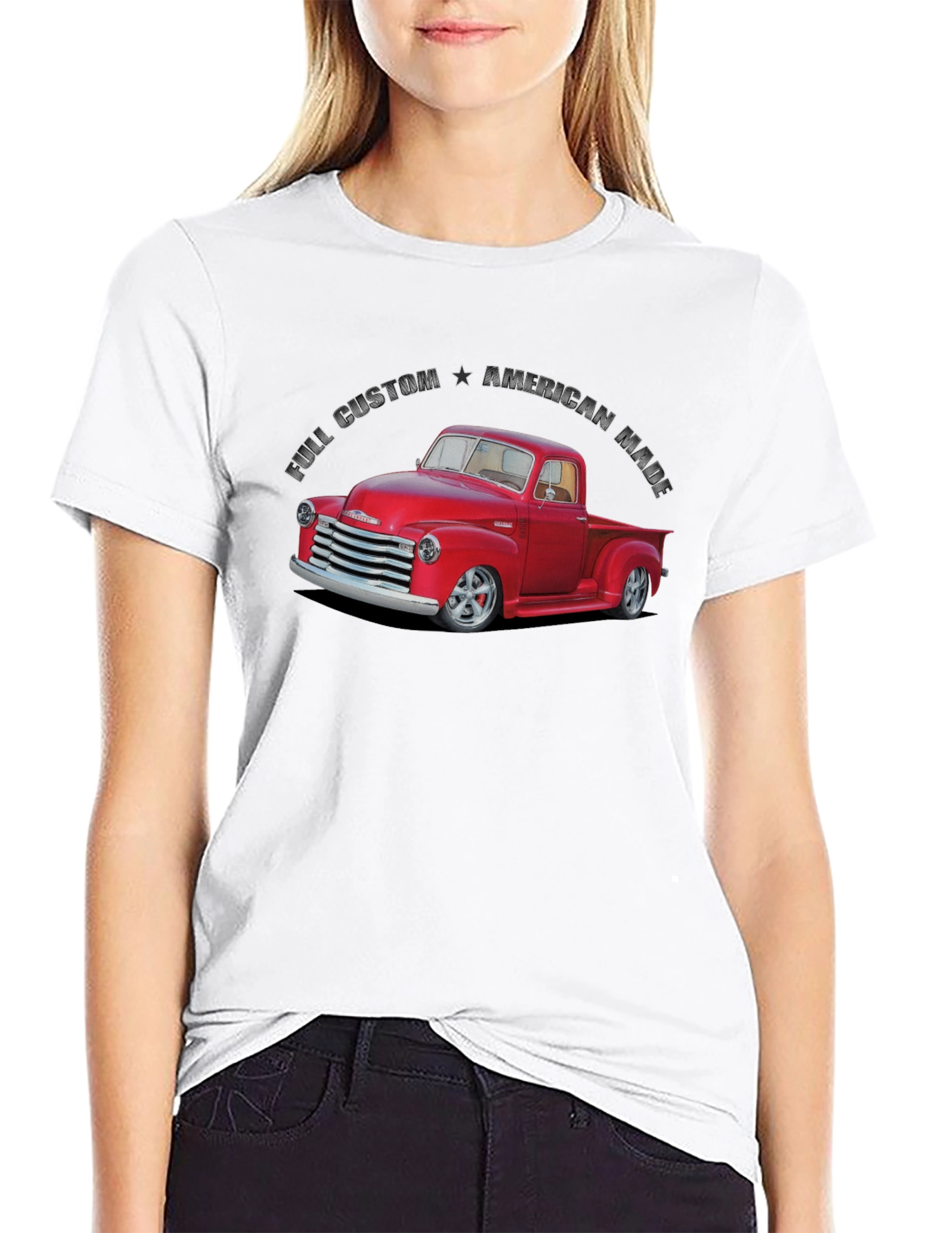 Custom American Made Red Truck Graphic T-Shirt