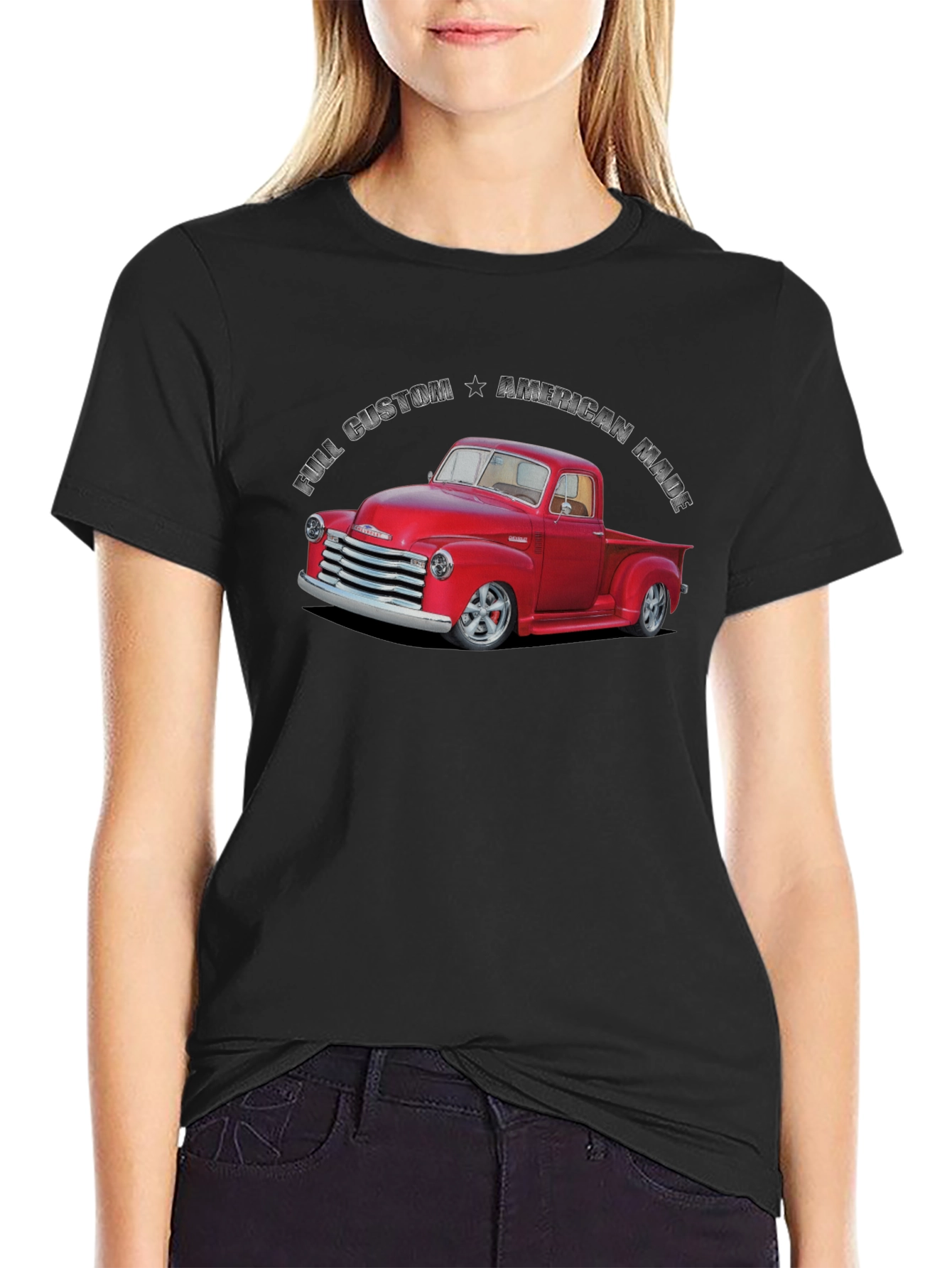 Custom American Made Red Truck Graphic T-Shirt