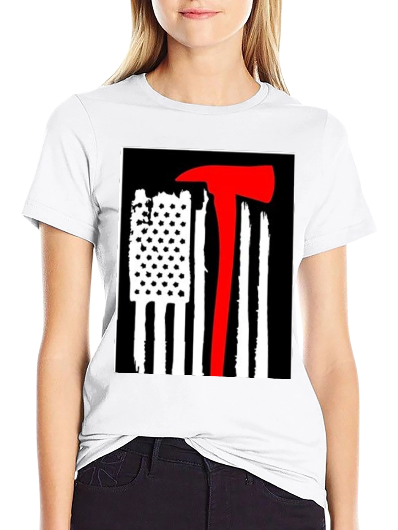 Firefighter Axe Flag Graphic Tee