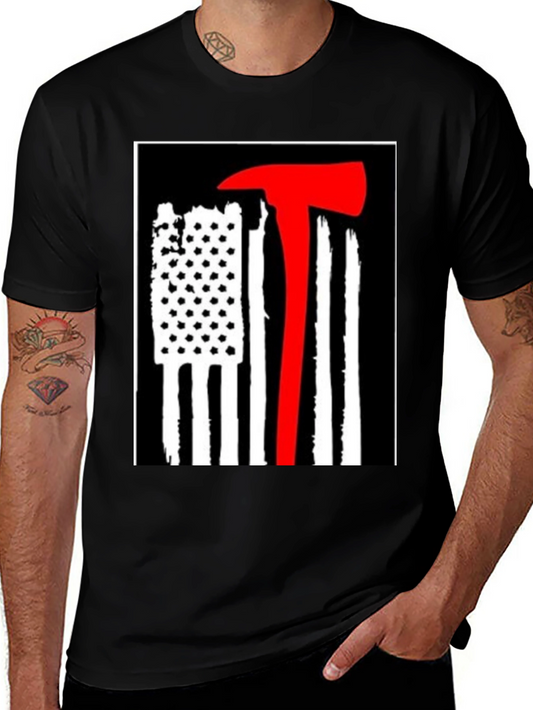 Firefighter Axe Flag Graphic Tee