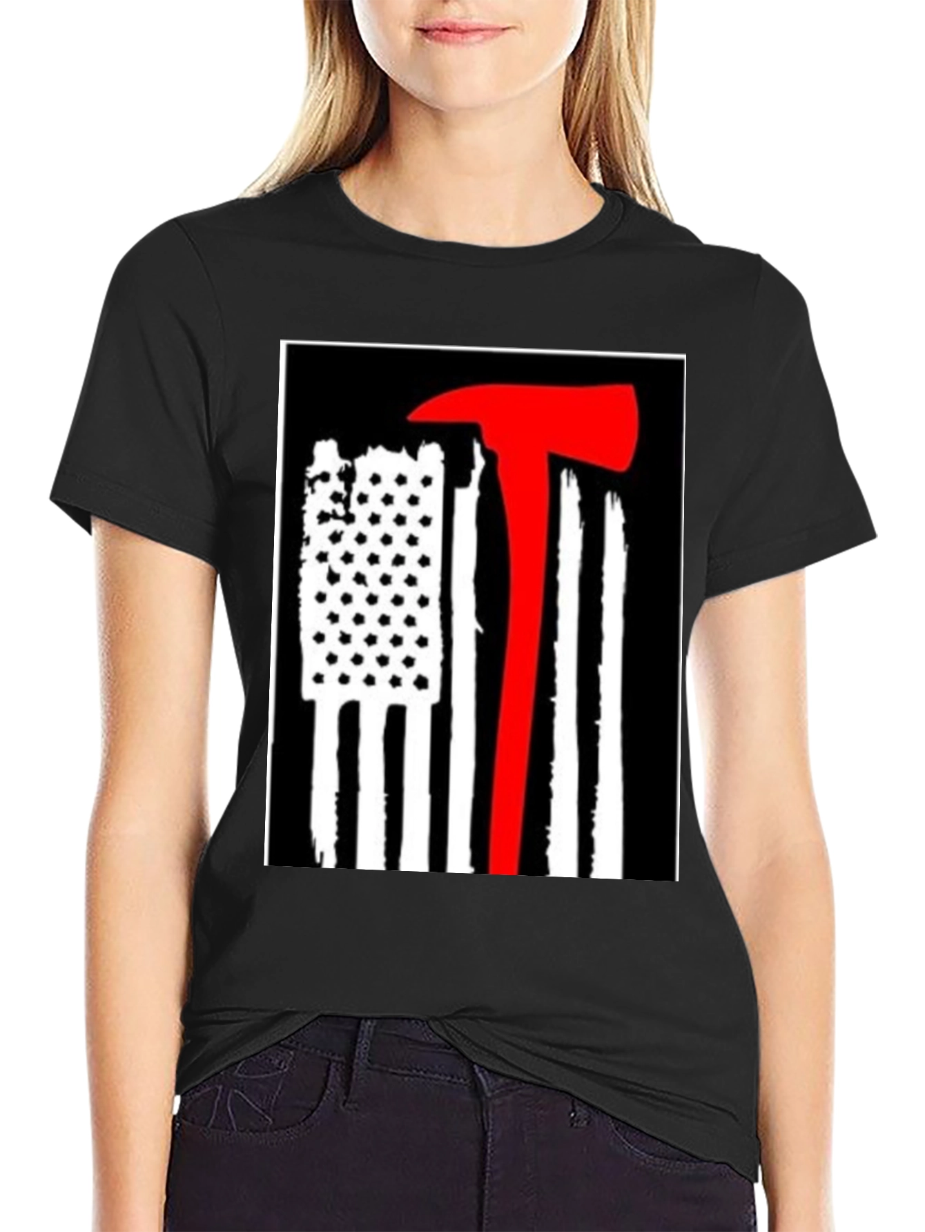 Firefighter Axe Flag Graphic Tee