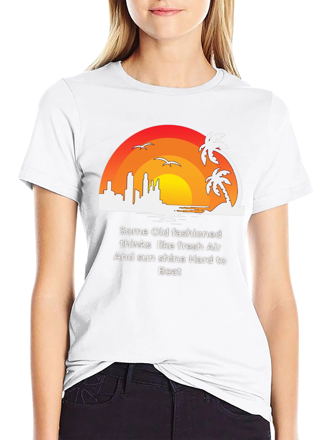 Retro Sunset Graphic Tee - Fresh Air Sunshine T-Shirt