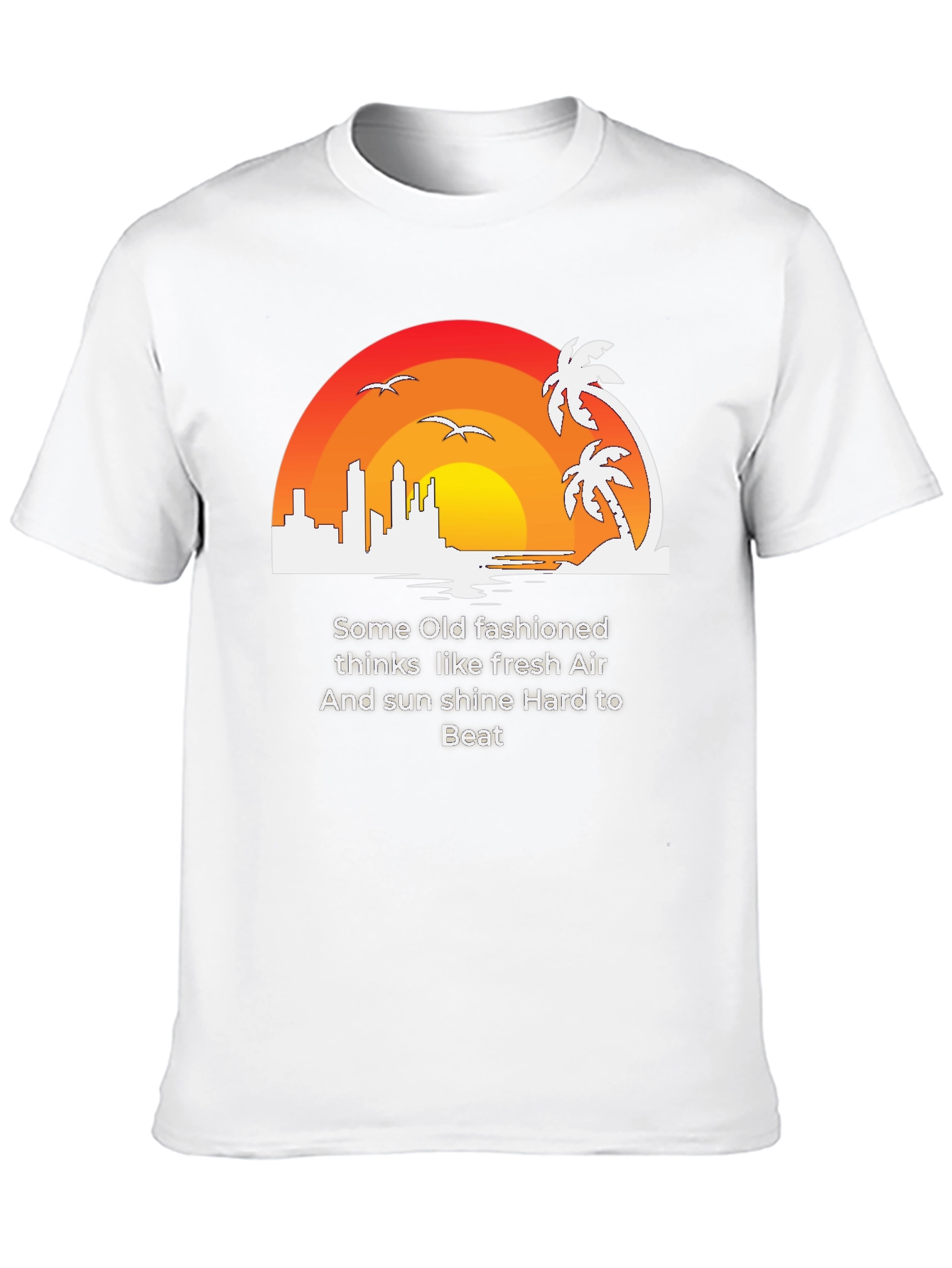 Retro Sunset Graphic Tee - Fresh Air Sunshine T-Shirt