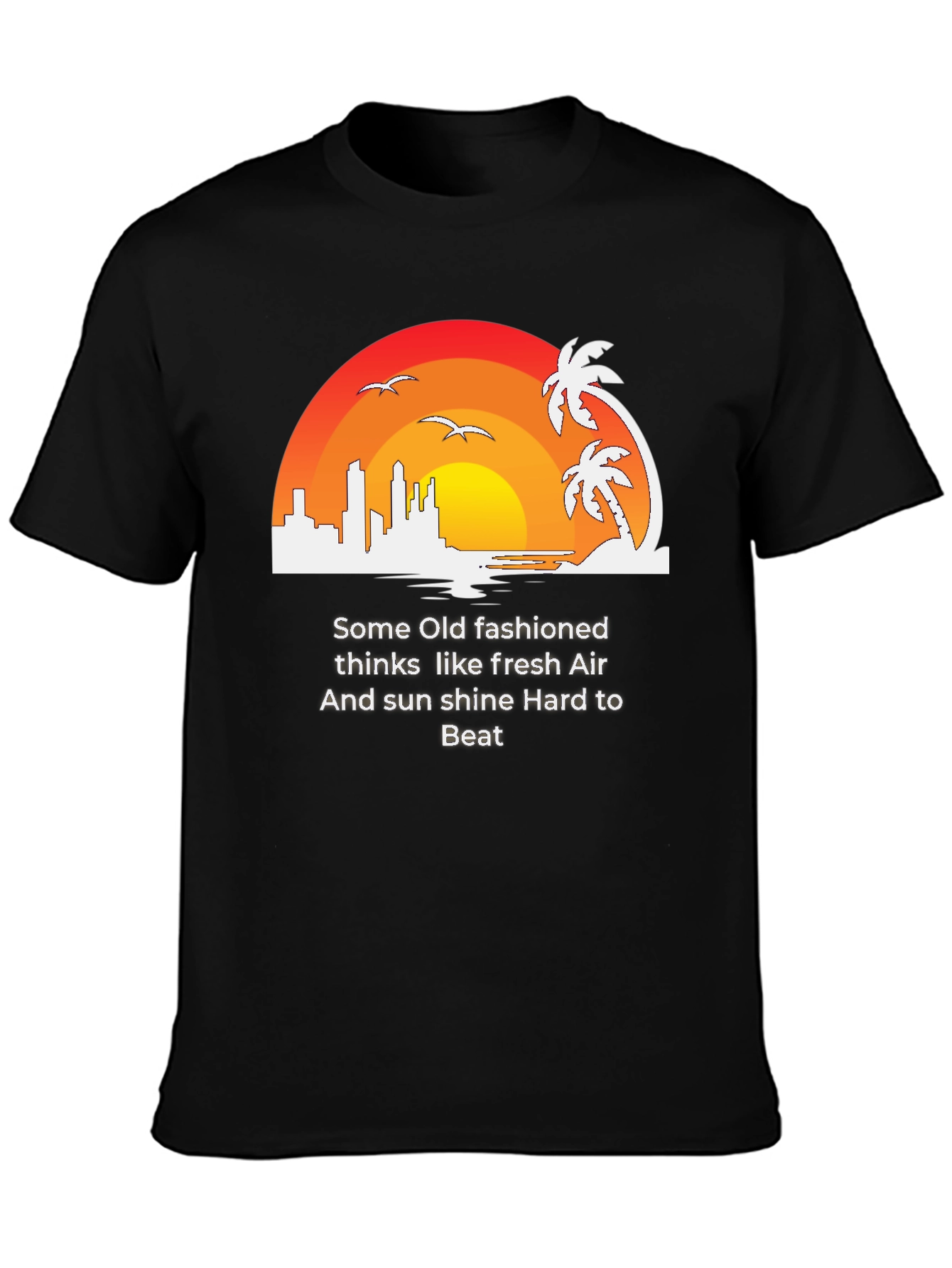 Retro Sunset Graphic Tee - Fresh Air Sunshine T-Shirt