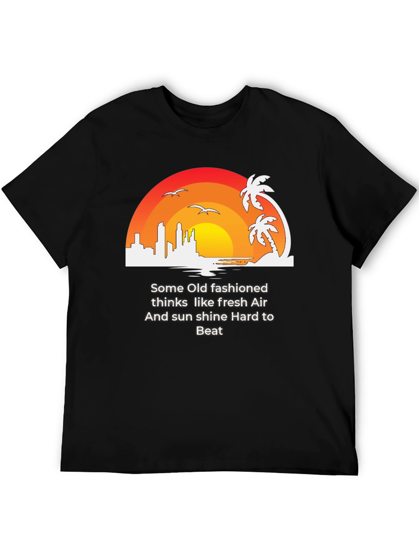Retro Sunset Graphic Tee - Fresh Air Sunshine T-Shirt
