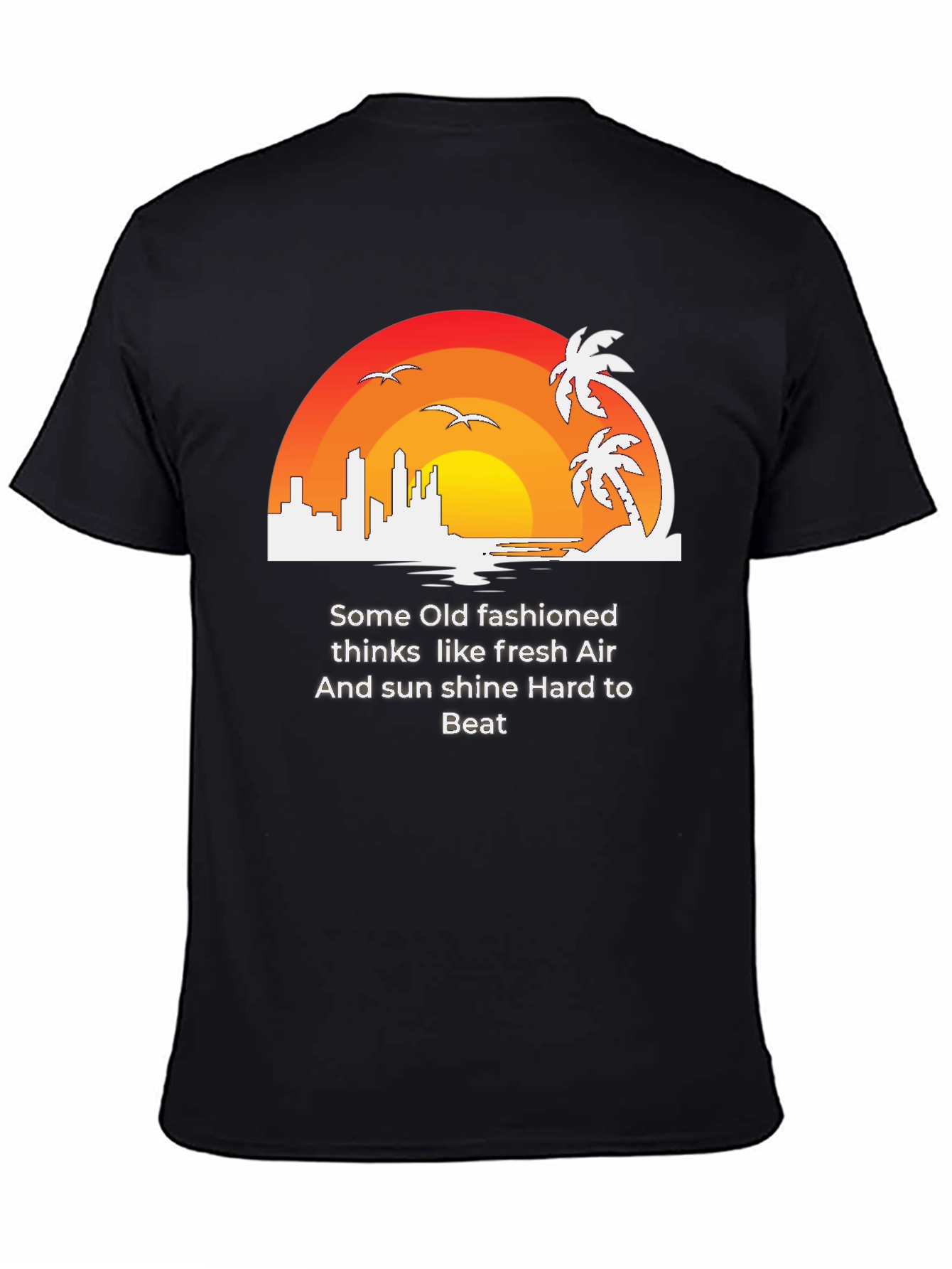 Retro Sunset Graphic Tee - Fresh Air Sunshine T-Shirt