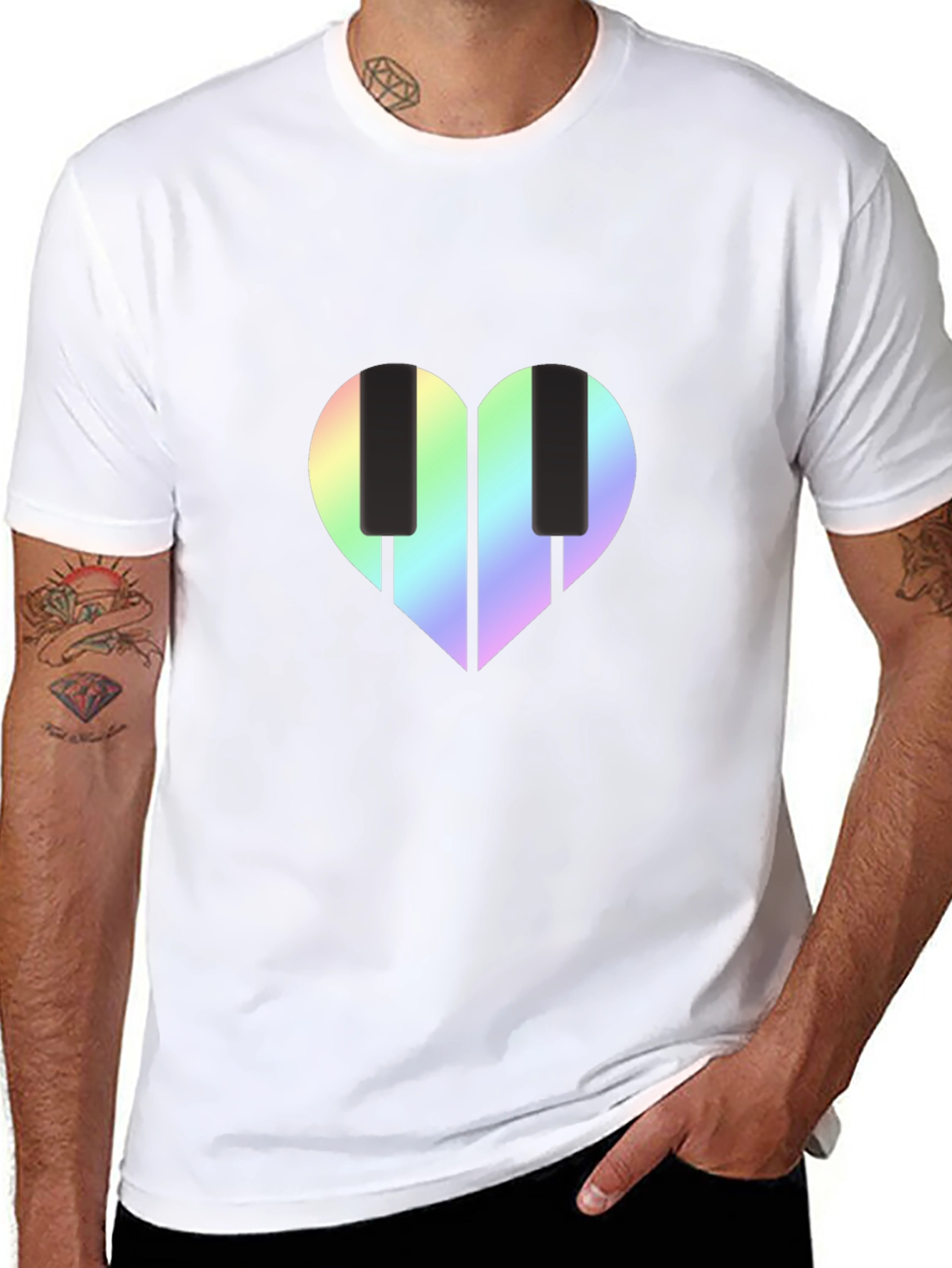 Heart Piano Keys Graphic Tee - Black