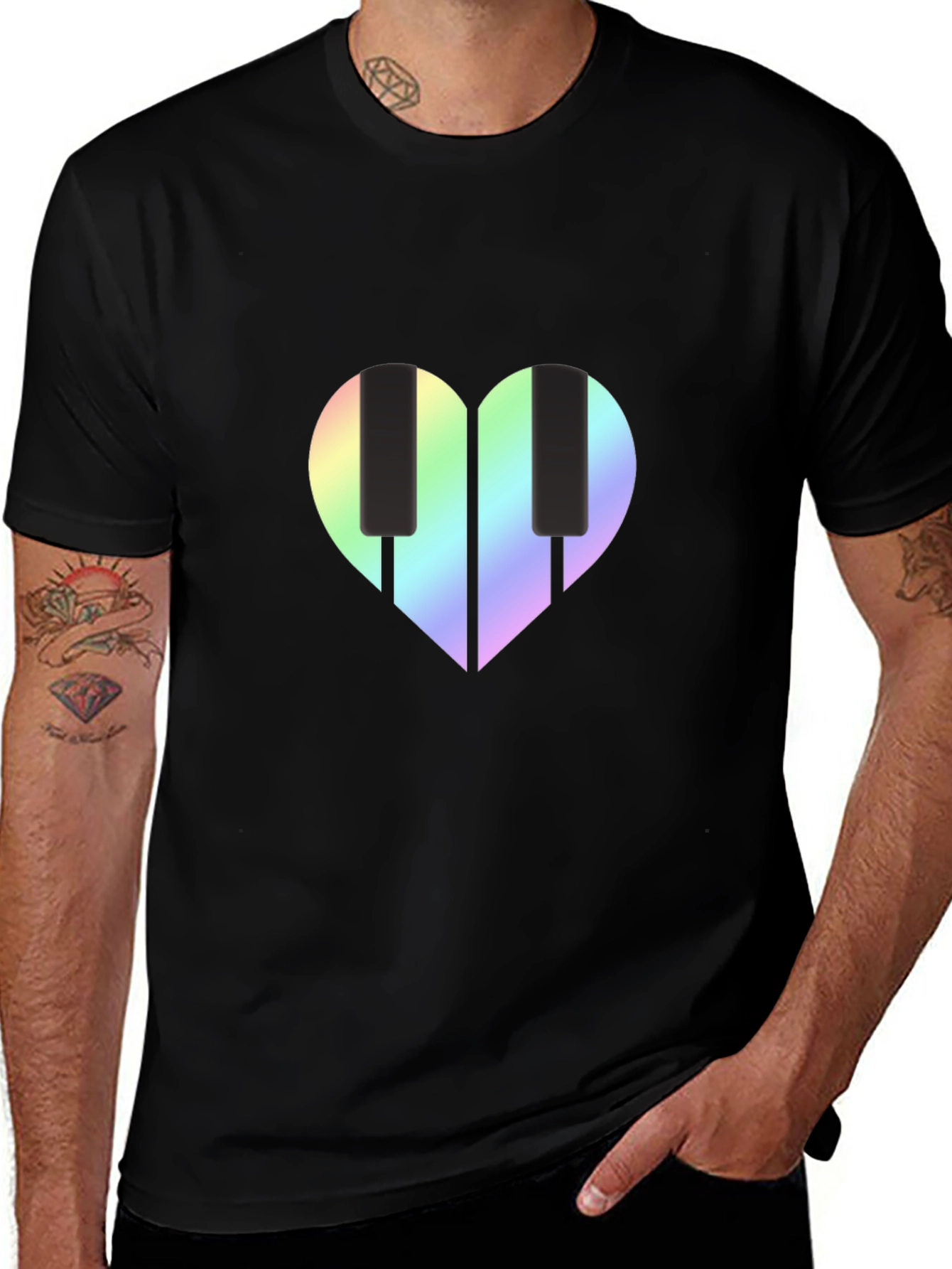 Heart Piano Keys Graphic Tee - Black