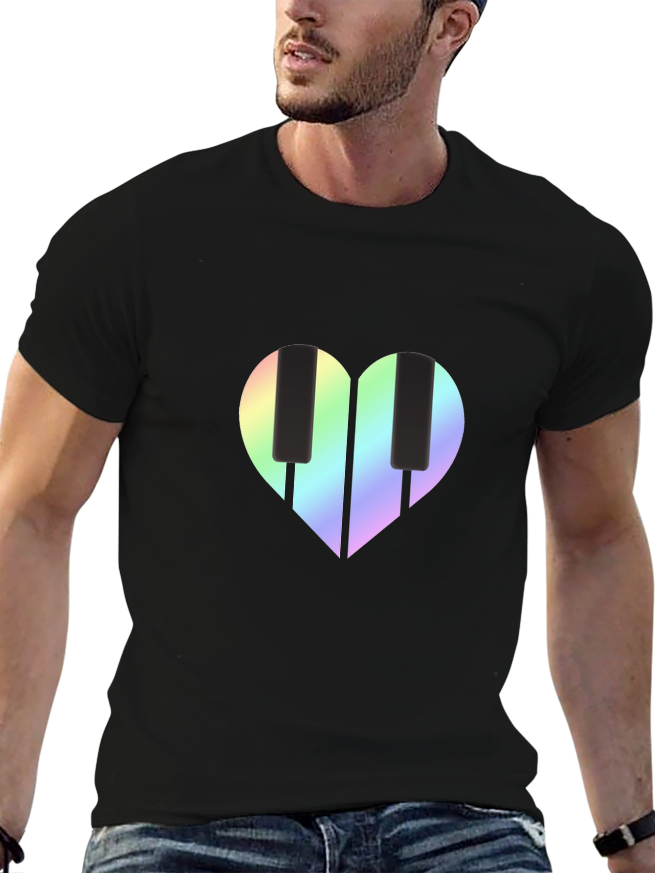 Heart Piano Keys Graphic Tee - Black