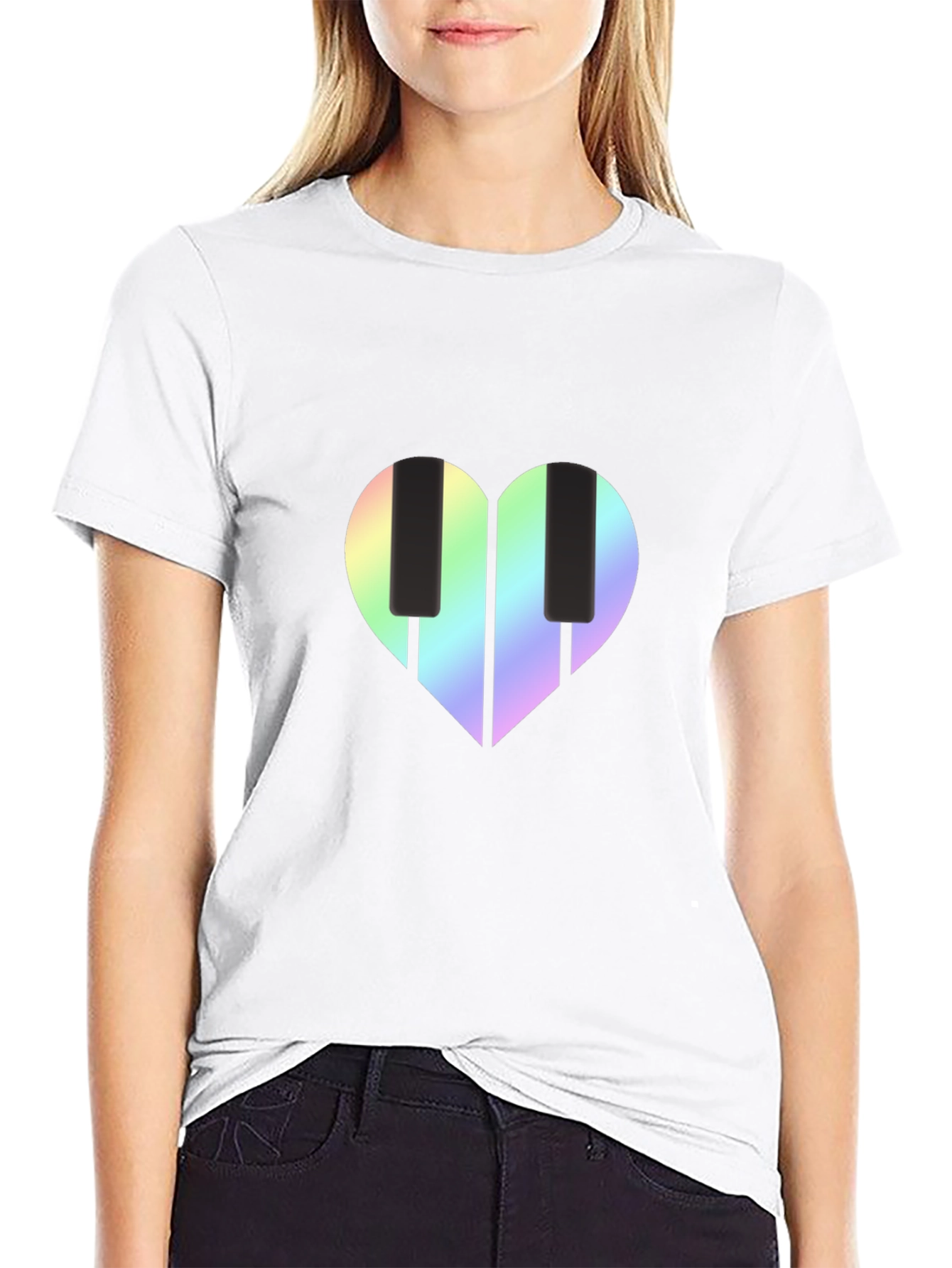 Heart Piano Keys Graphic Tee - Black